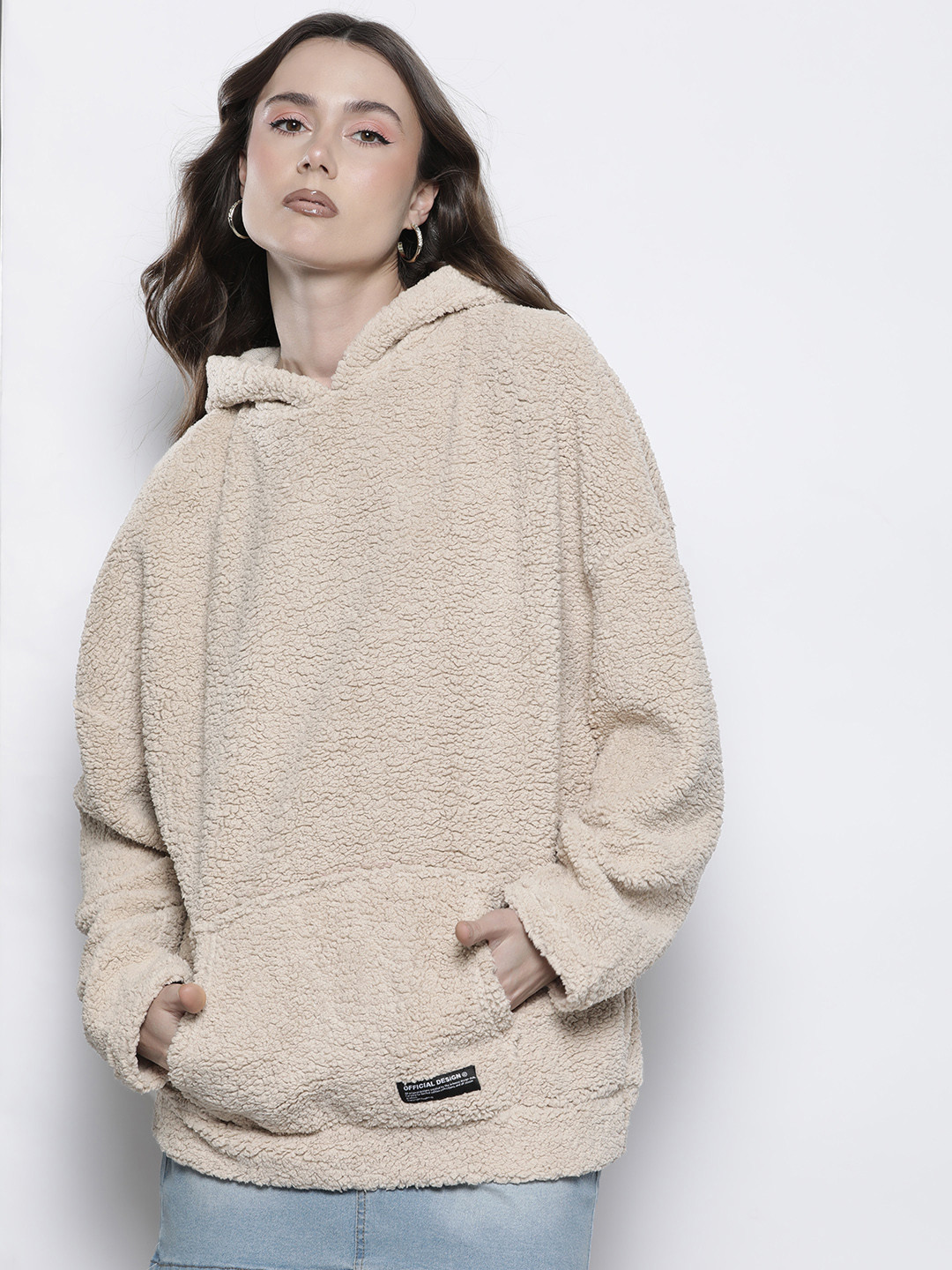Boohoo Sherpa Hooded Oversized Sweatshirt