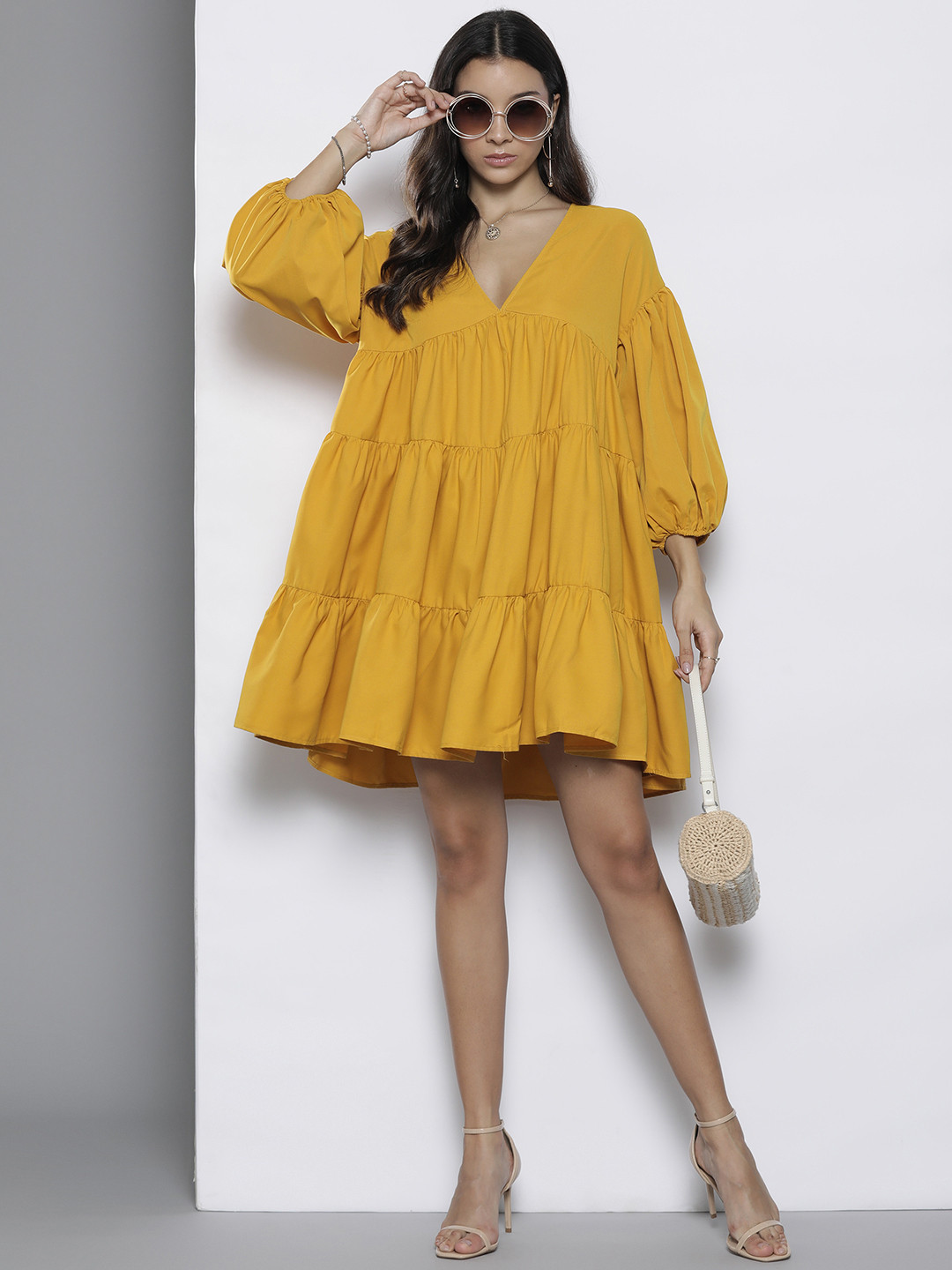 Boohoo Tiered Oversized Smock Dress