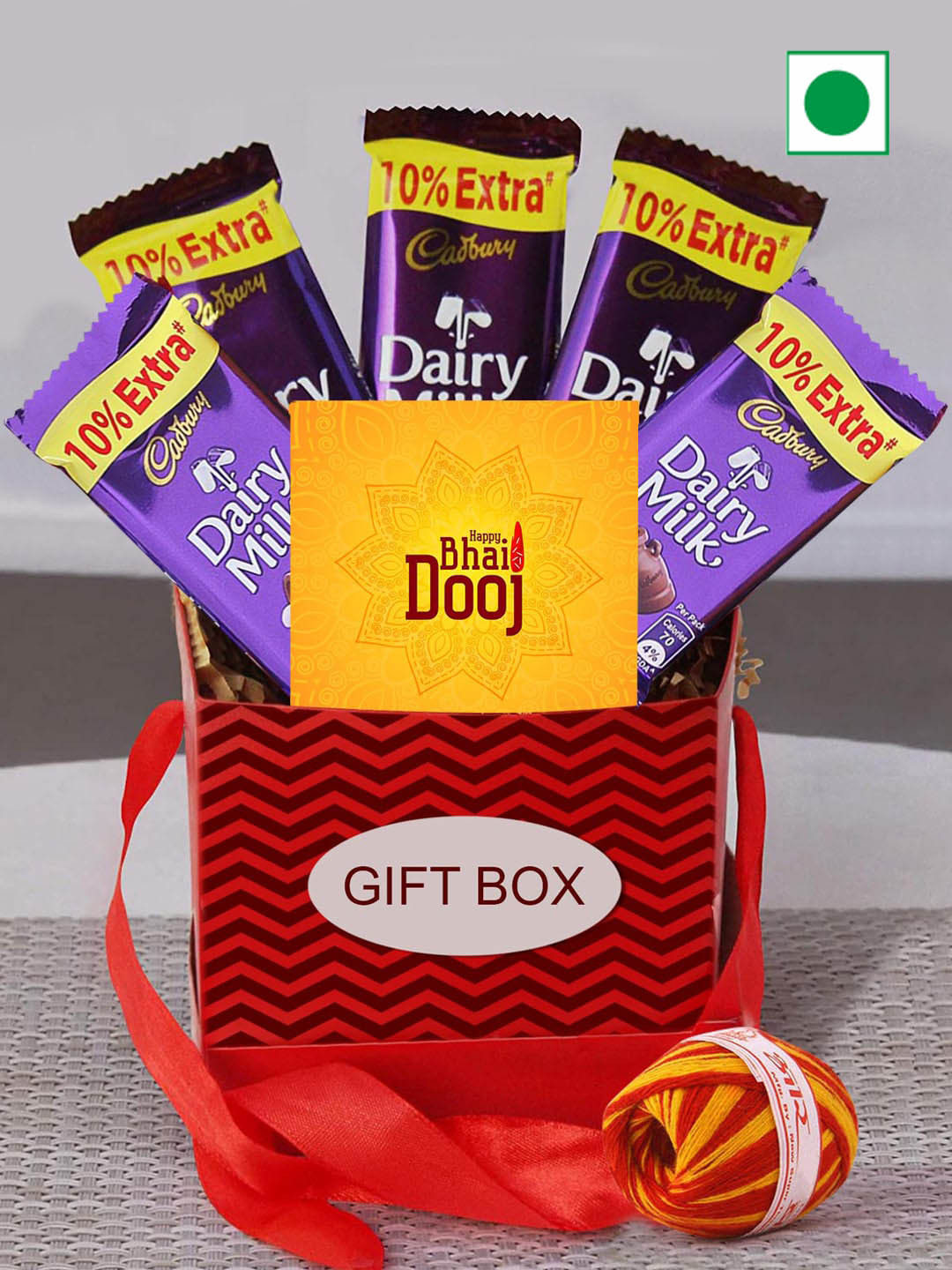 TIED RIBBONS Bhai Dooj Gift Hamper with Chocolates Box Card Kalawa Roli Chawal