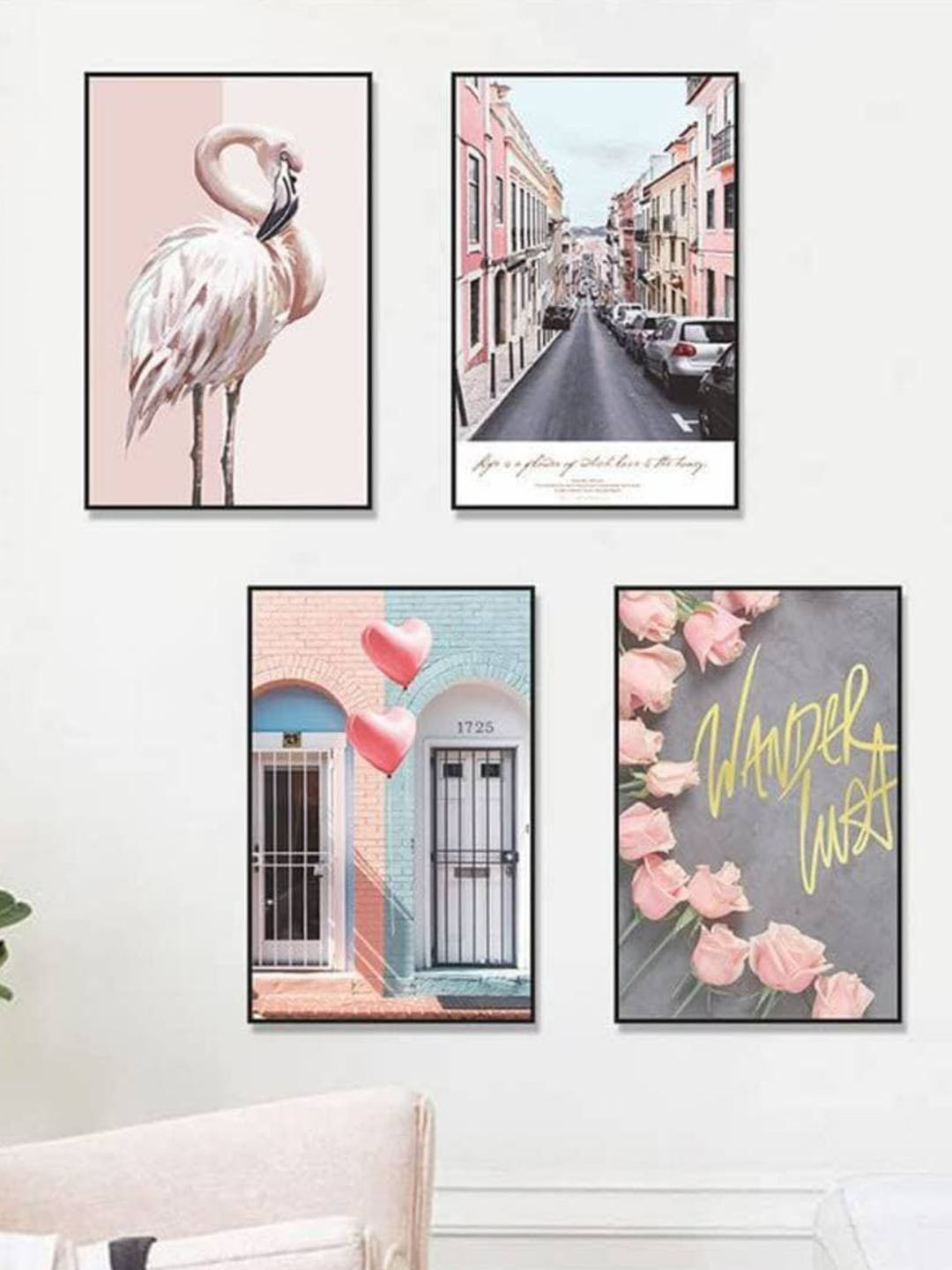 Jaamso Royals Pink 4-Pieces Abstract Wall Stickers