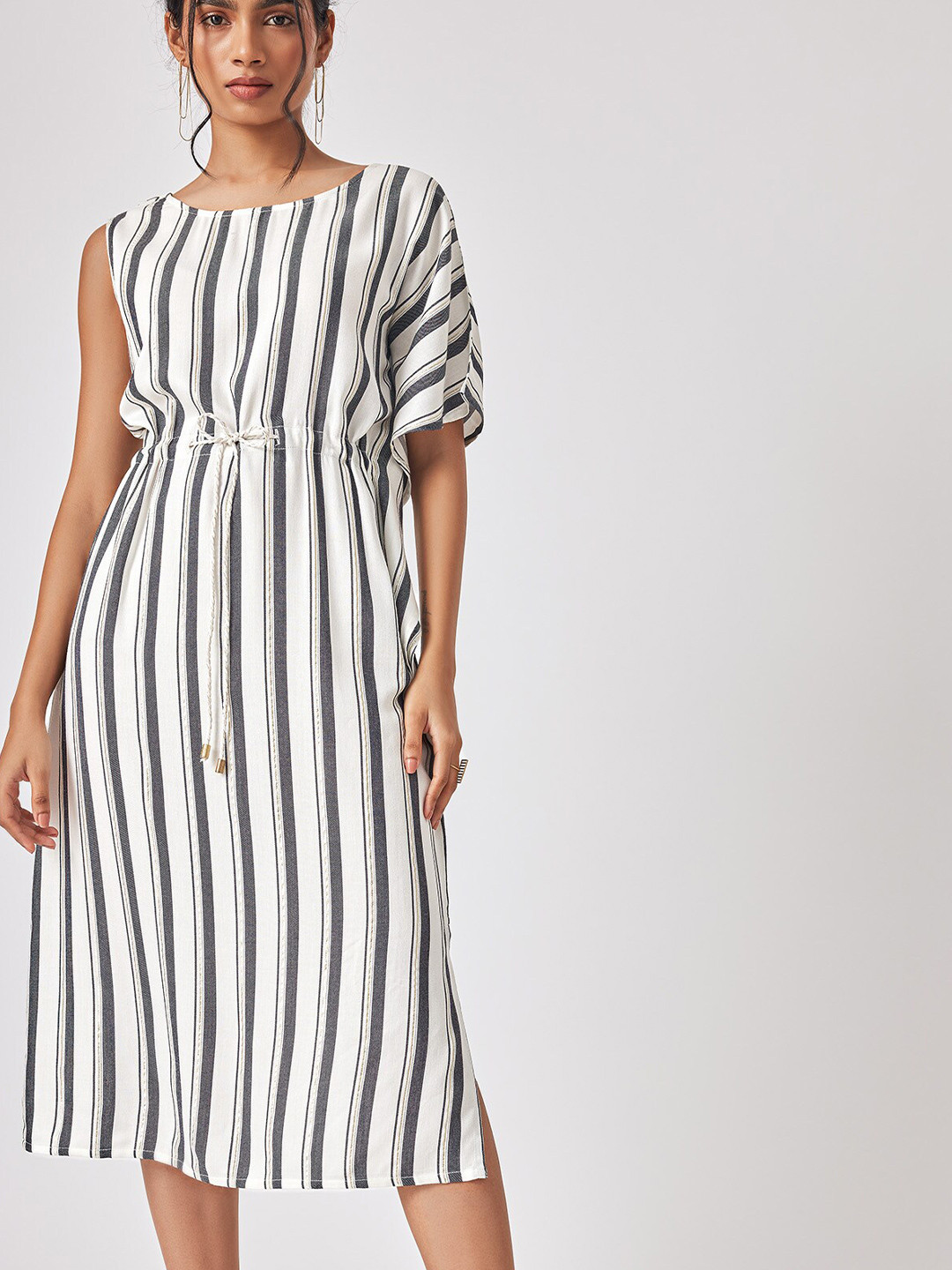 The Label Life Striped Belted Cotton A-Line Dress