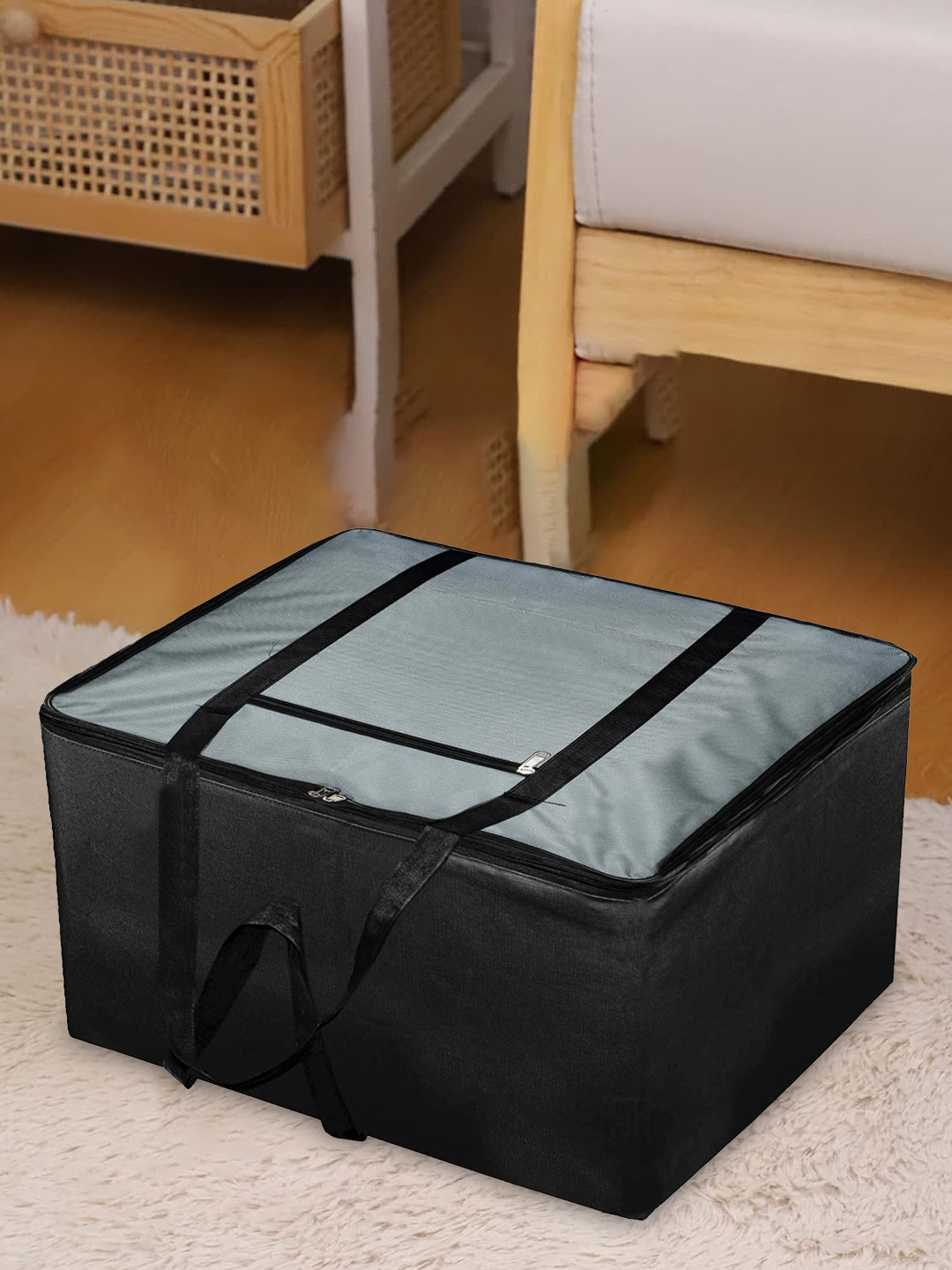 Kuber Industries Grey & Black Moisture Proof Wardrobe Storage Organisers