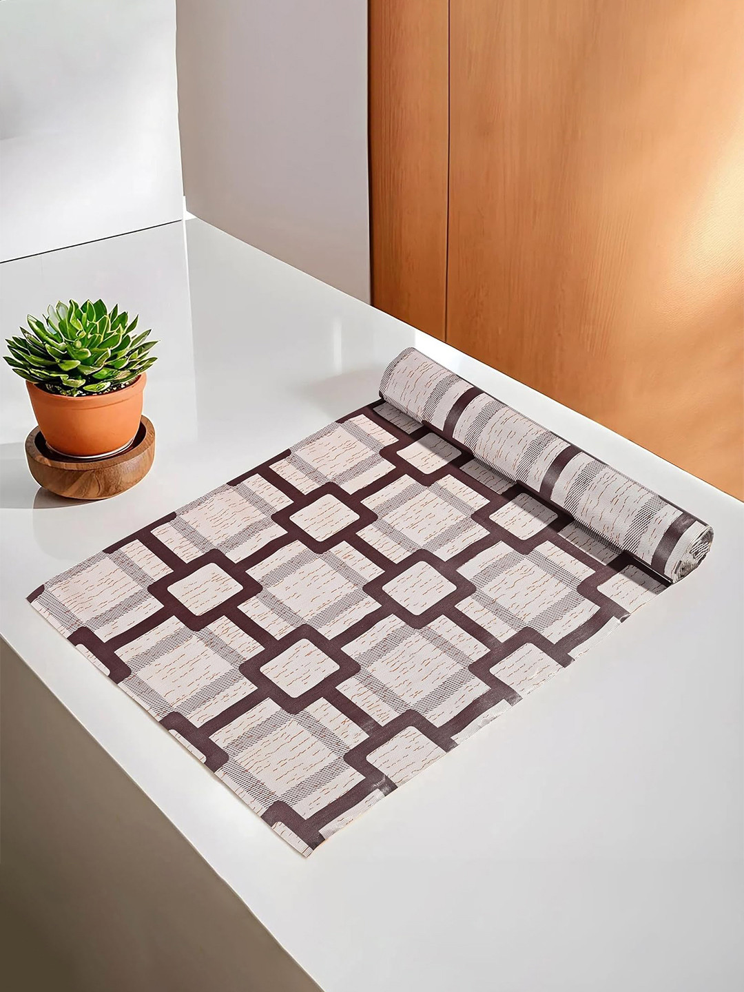 Kuber Industries Brown Checked Kitchen Drawer Organisers