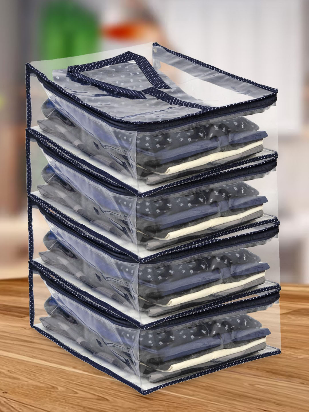 Kuber Industries 4 Pcs Transparent Shirt Cover Organisers
