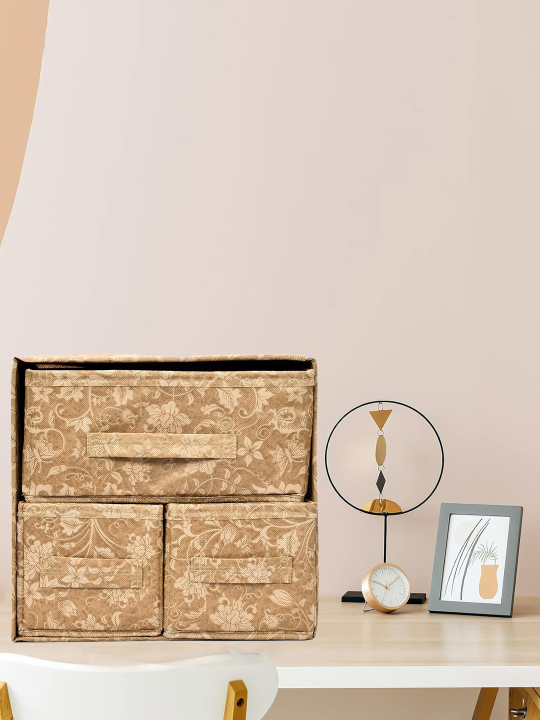 Kuber Industries 1 Piece 2-Layer Fabric Cube Foldable Storage Organizer