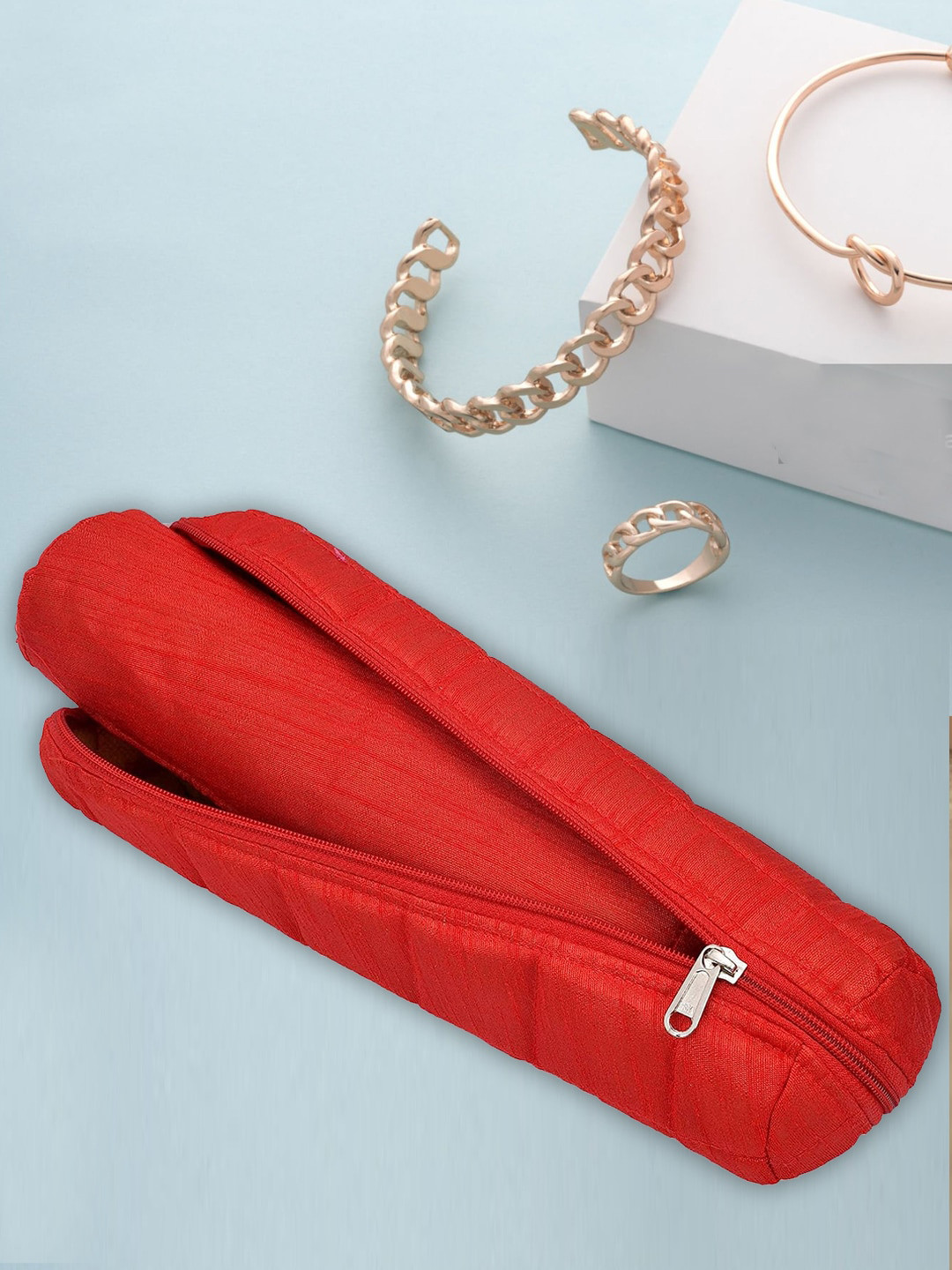 Kuber Industries Red 2 Pieces Watch Case with One Roll