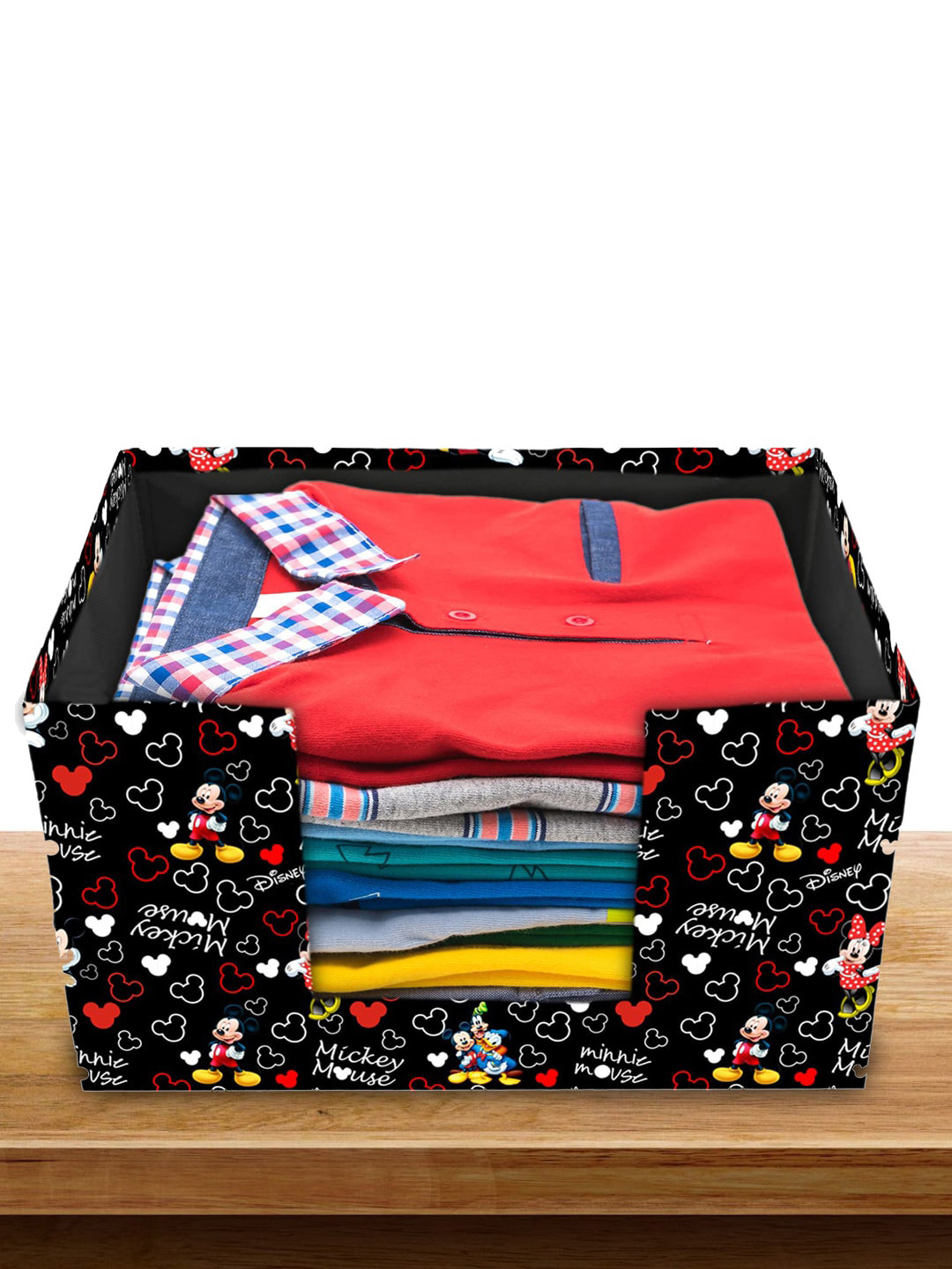 Kuber Industries Black 2-Pieces Printed Non-Woven Shirt Stacker Organisers