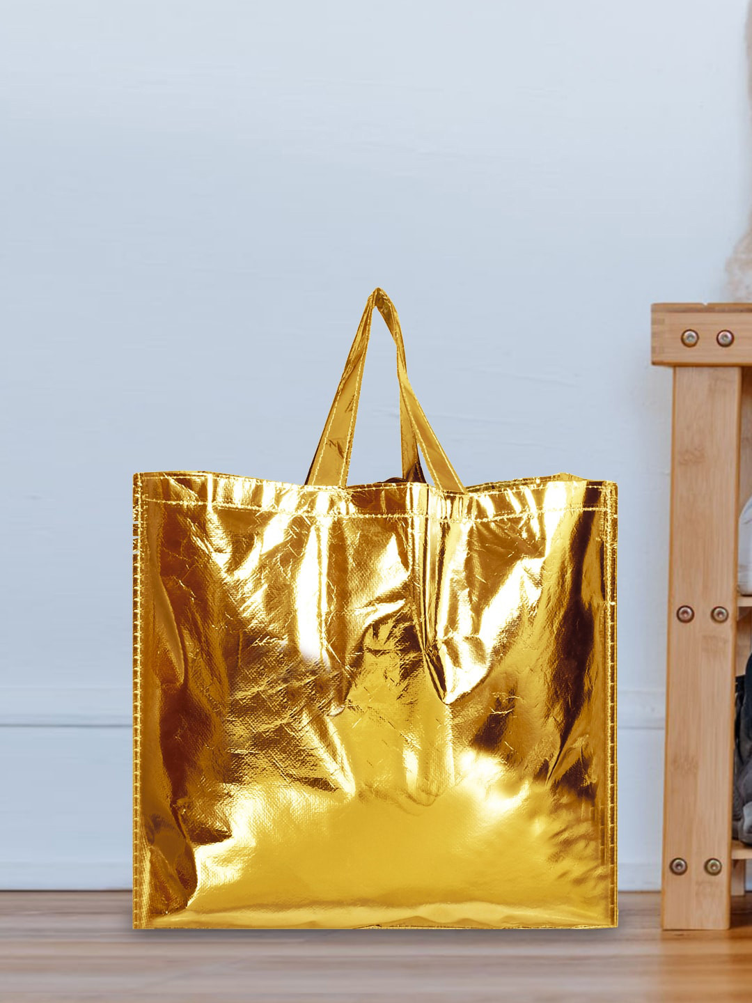Kuber Industries Gold-Toned Set Of 9 Structured Tote Bags