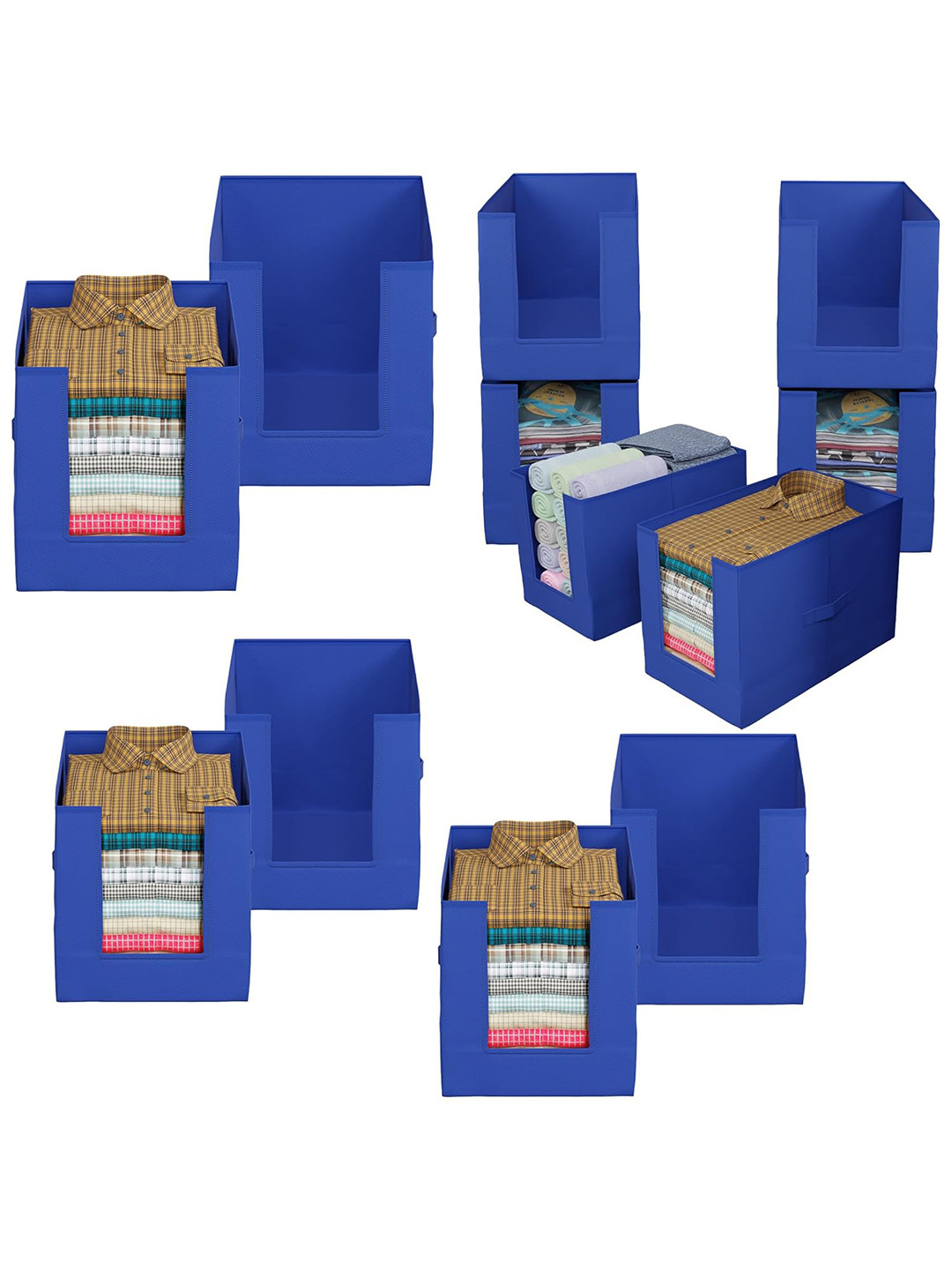 Kuber Industries Blue 12 Pieces Shirt Organizers