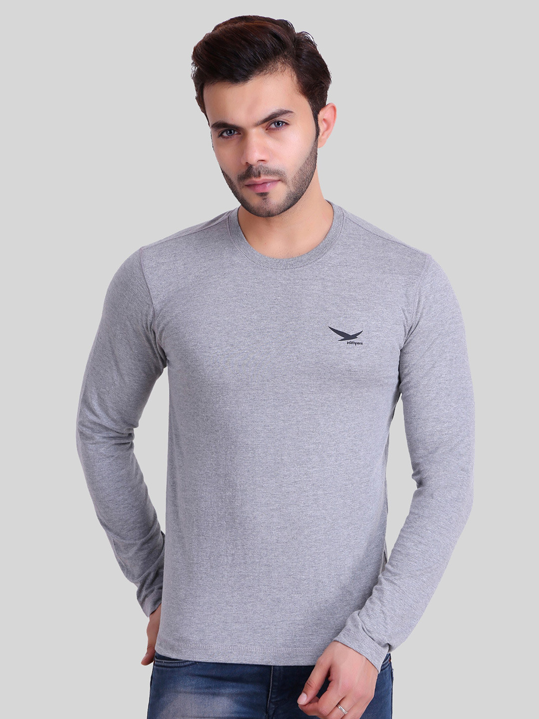 HiFlyers Round Neck Long Sleeves Cotton T-shirt