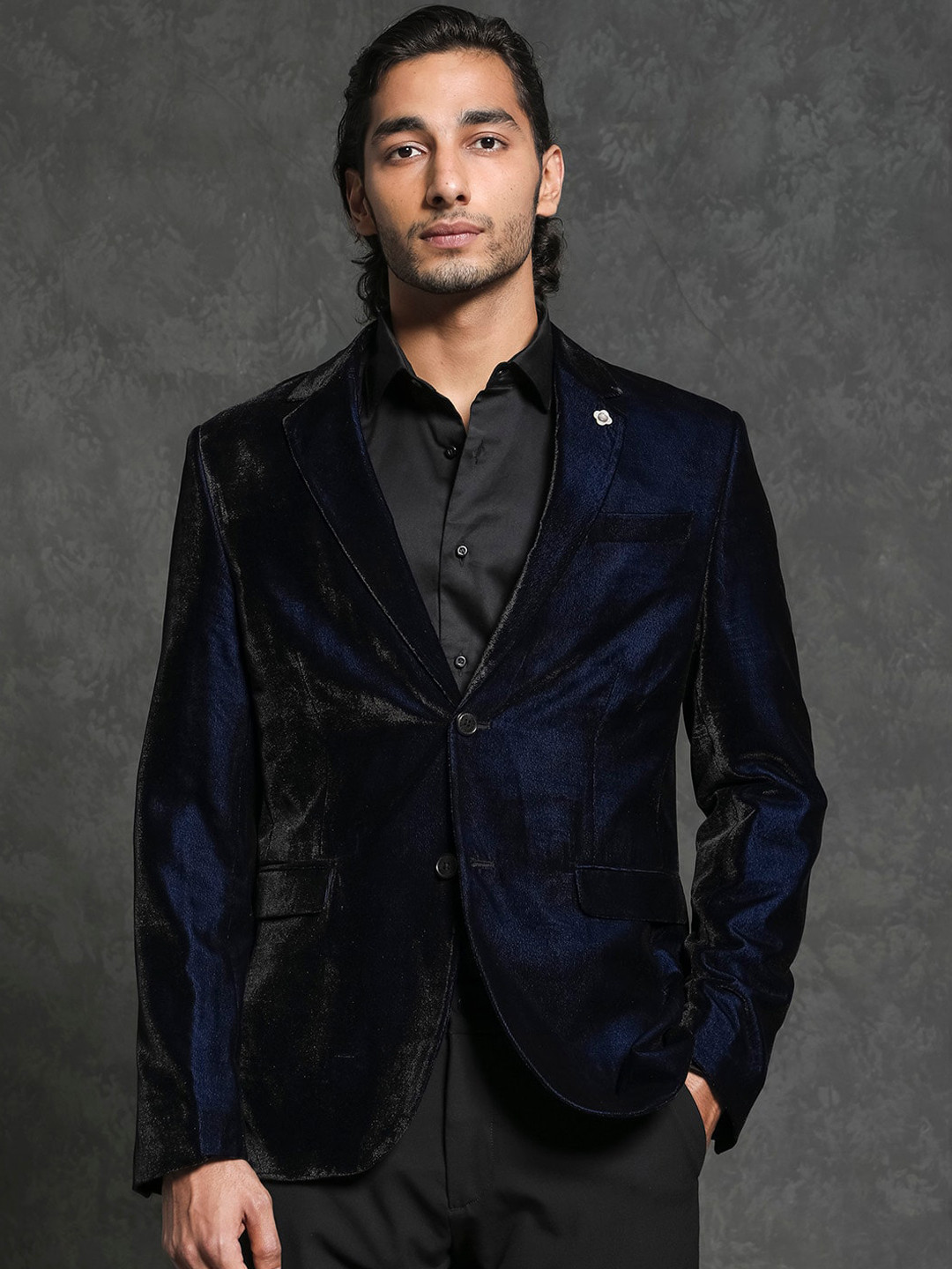 RARE RABBIT Men Velter Tailored Fit Notched Lapel Single-Breasted Party Blazer