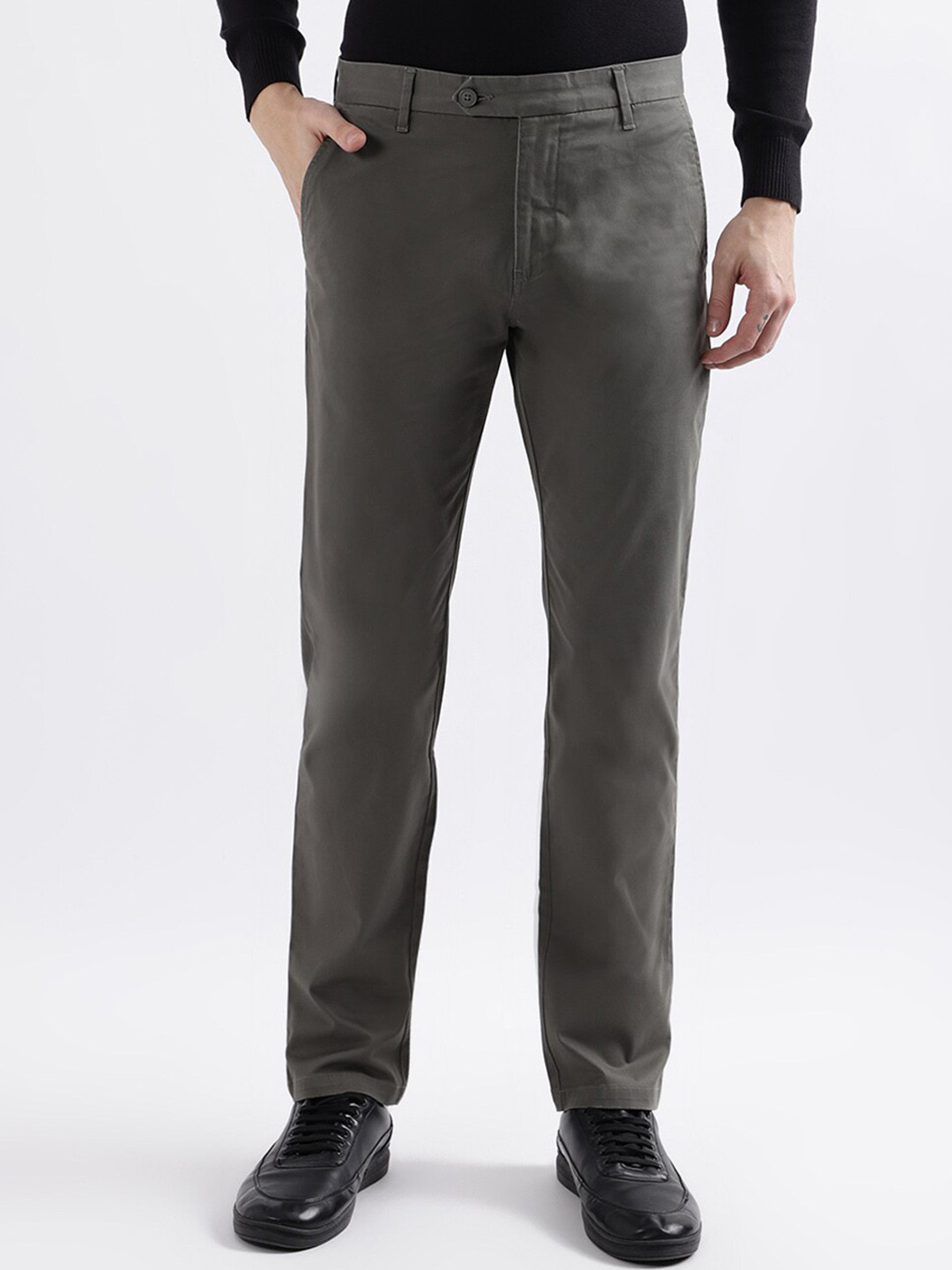 Iconic Men Slim Fit Mid-Rise Cotton Formal Trousers