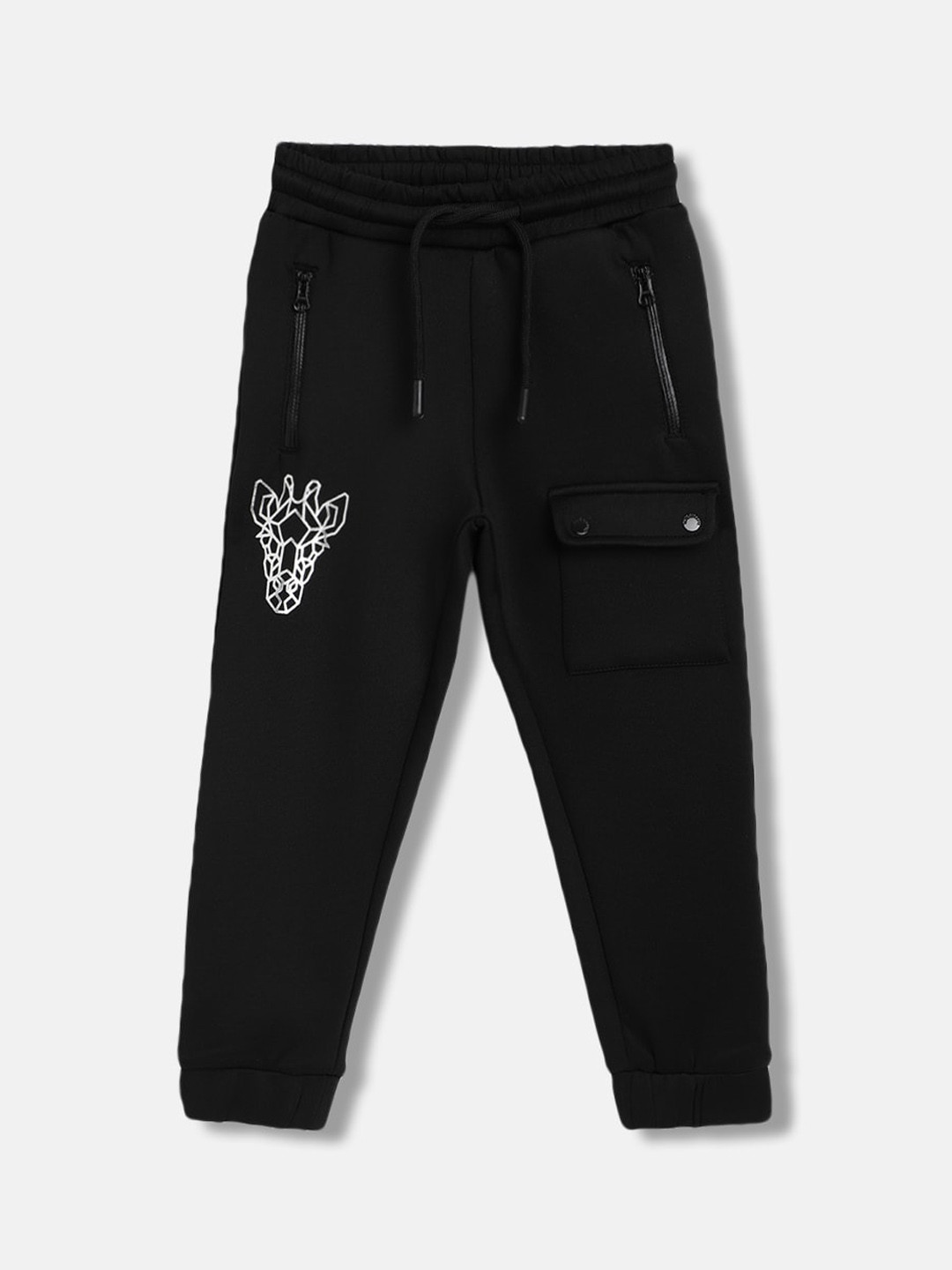 Blue Giraffe Boys Graphic Printed Slim Fit Mid-Rise Joggers