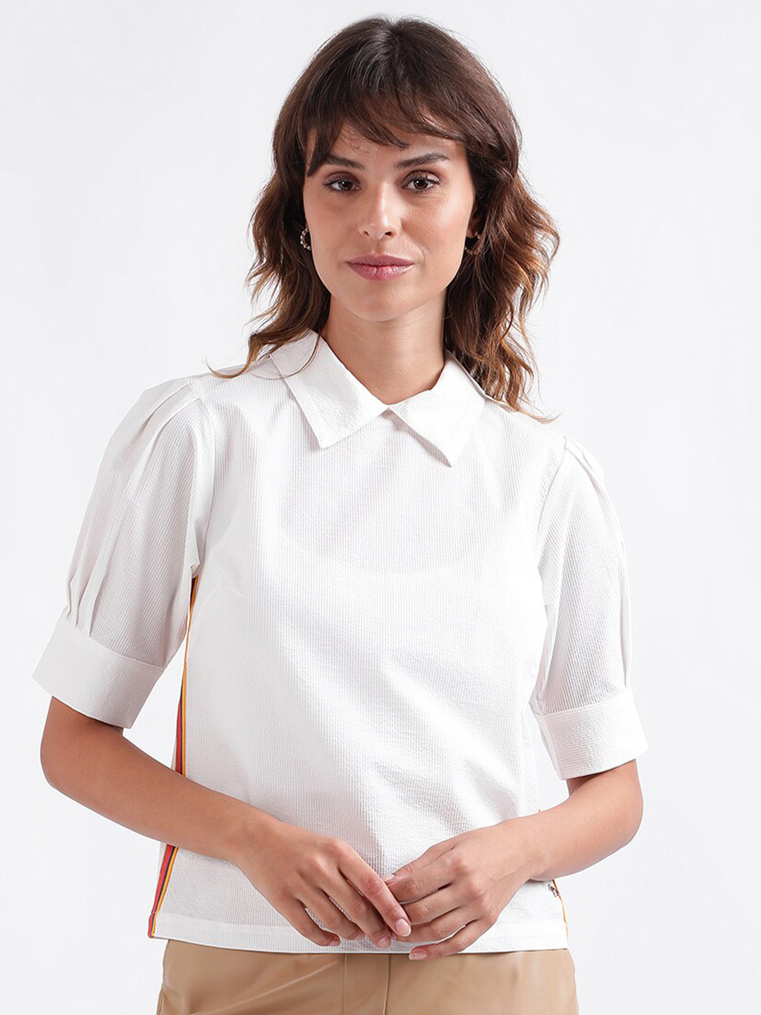 Iconic Cuffed Sleeves Shirt Style Top