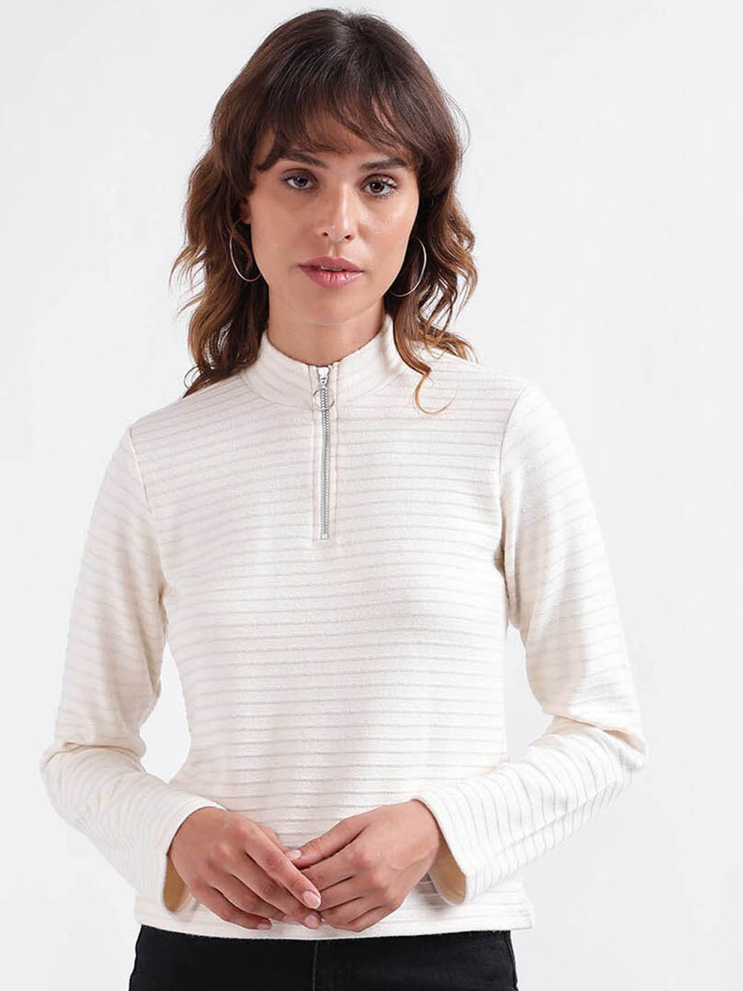 ELLE Horizontal Striped High Neck Top
