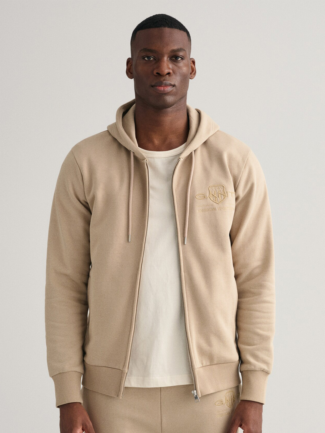 GANT Hooded Front Open Sweatshirt
