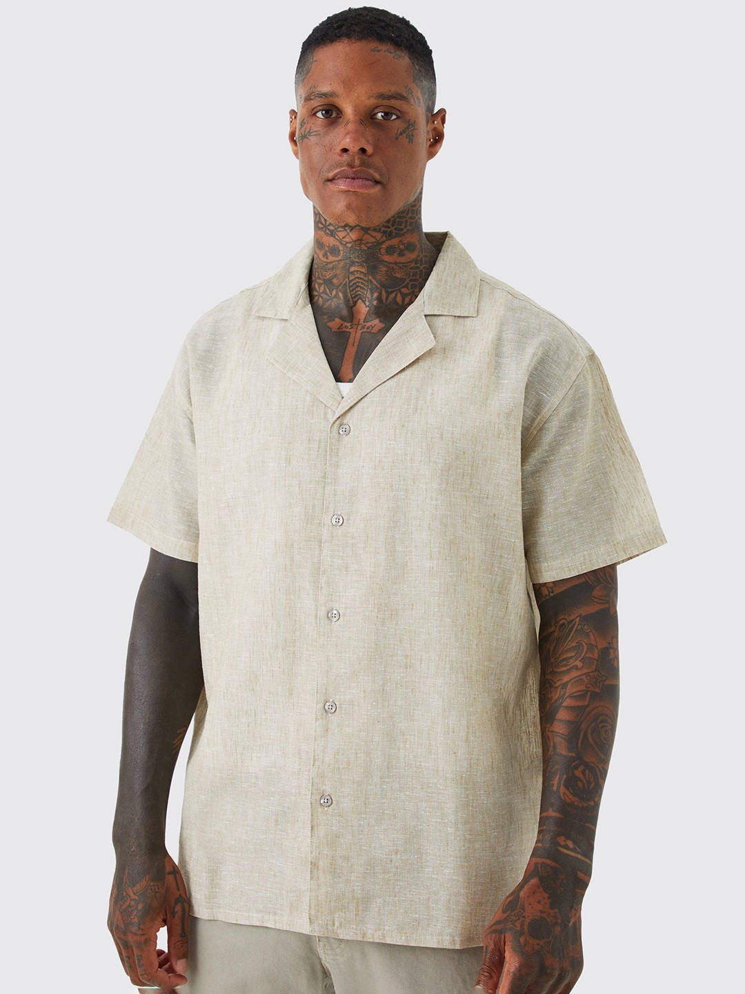 boohooMAN Pure Cotton Oversized Revere Shirt