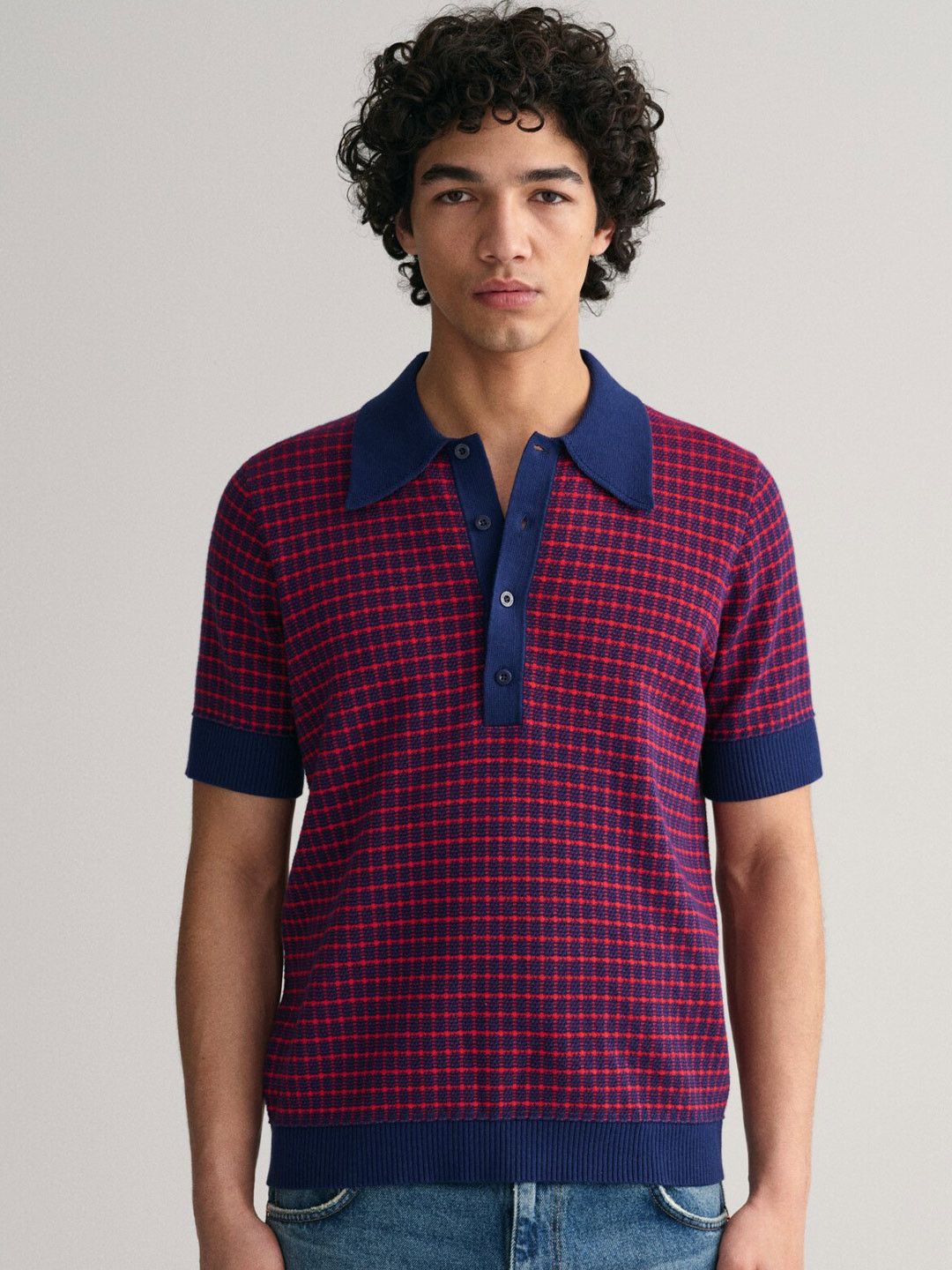 GANT Men Relaxed Fit Jacquard Pattern Polo T-shirt