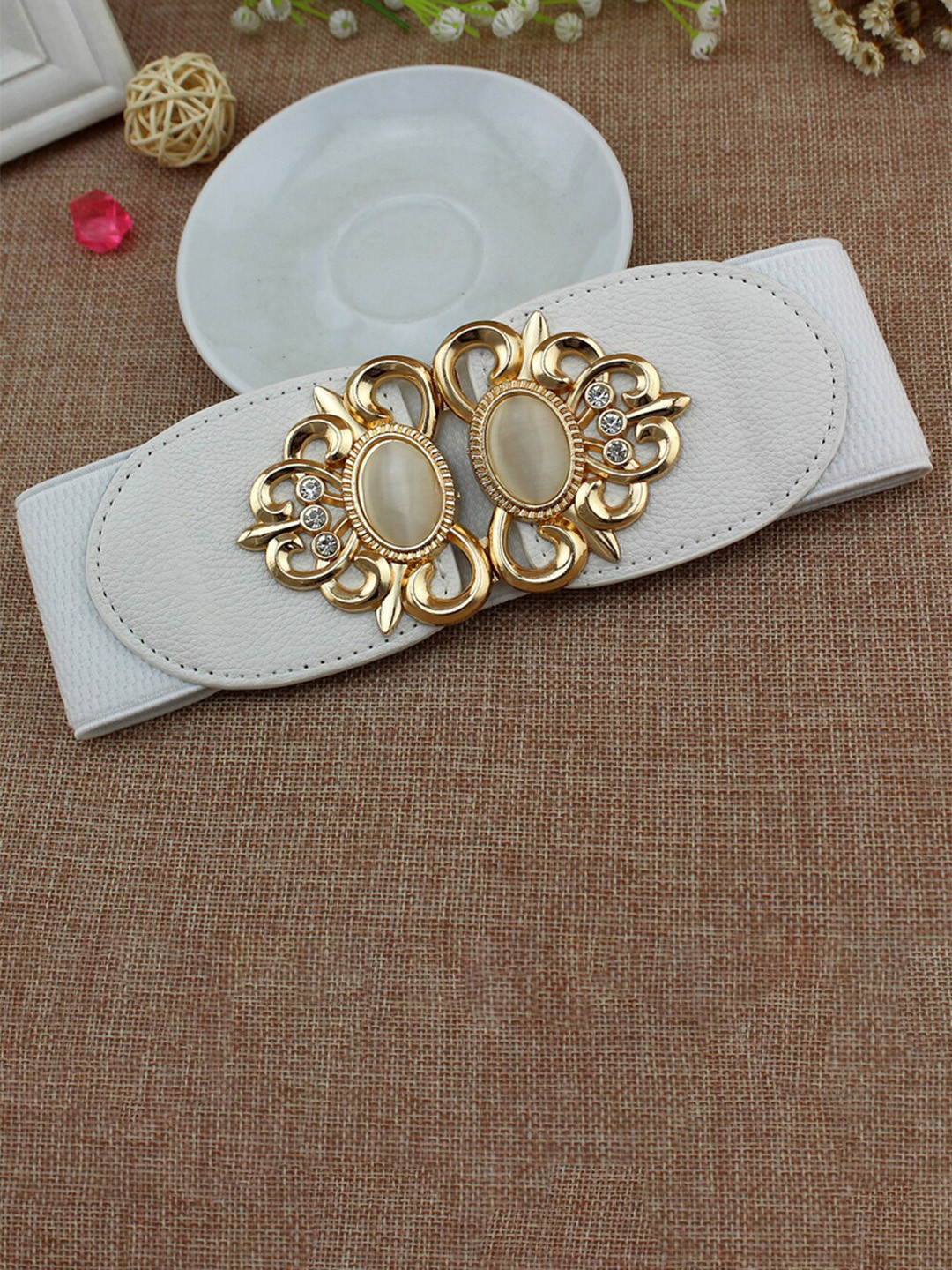 Shining Diva Fashion Women Textured Interlock Belt