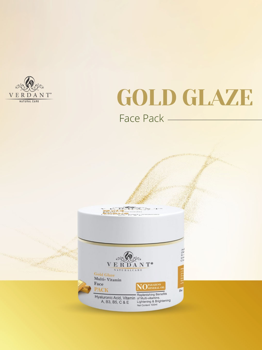 Verdant Natural Care Gold Glaze Multi-Vitamin Face Pack with Hyaluronic Acid - 100 ml