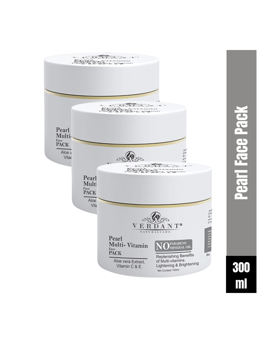 Verdant Natural Care Set of 3 Pearl Multi-Vitamin Face Pack with Aloevera - 100 ml each