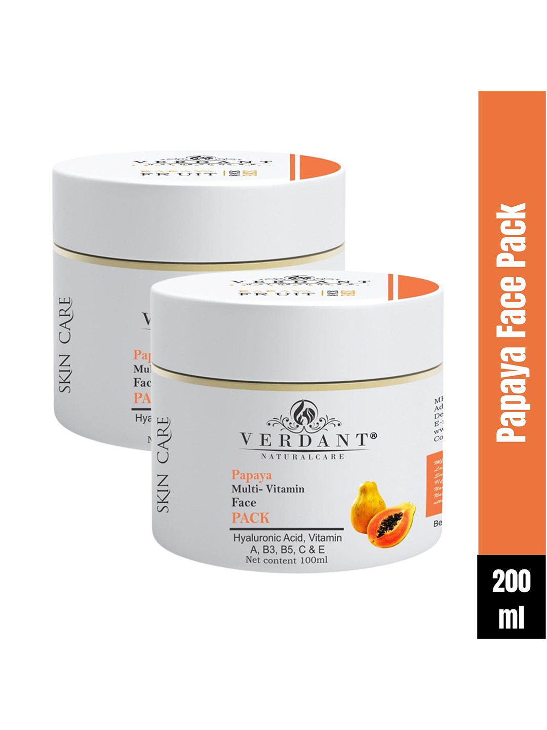 Verdant Natural Care Set of 2 Papaya Multi-Vitamin Face Pack with Vitamin A - 100 ml each