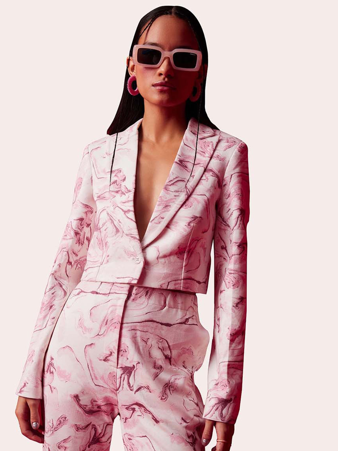 Muvazo Absatract Printed Coat With Trousers