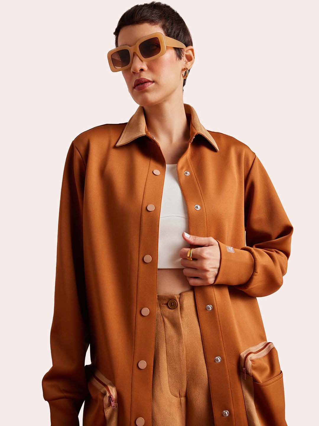 Muvazo Shirt Collar Coat & Trousers Co-Ords