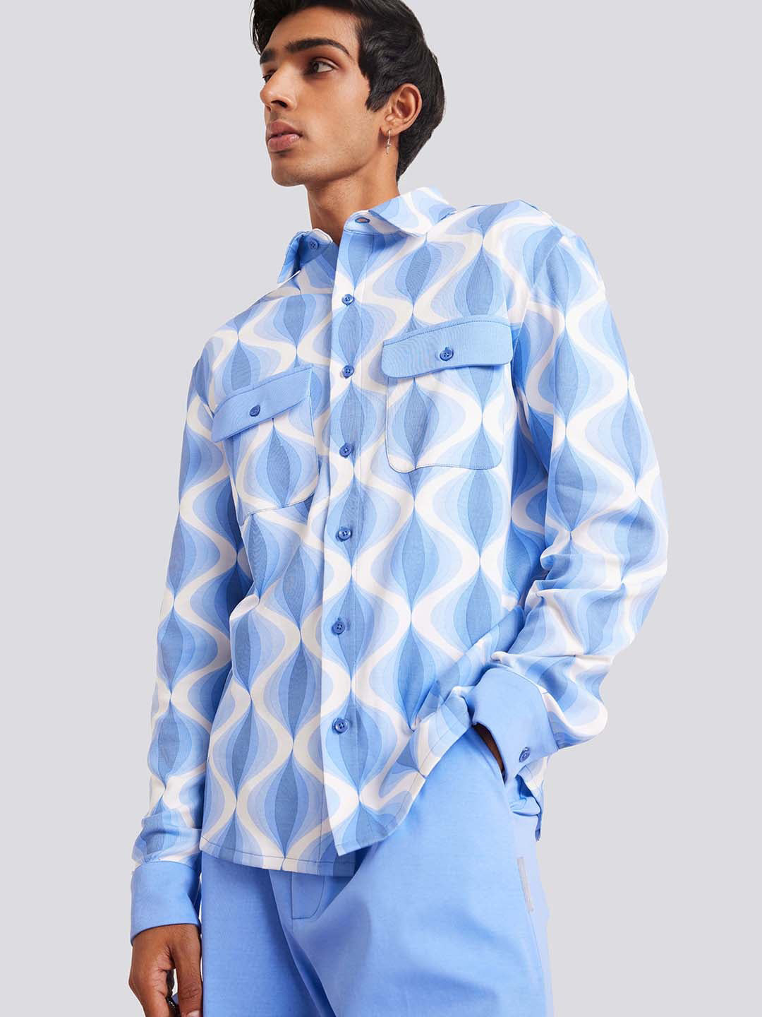 Muvazo Abstract Printed Shacket With Trousers