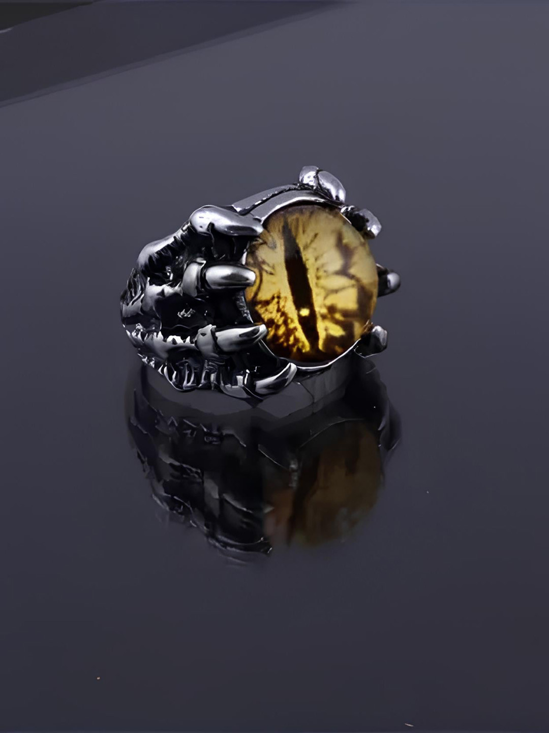 KARISHMA KREATIONS Unisex Stone-Studded Demon Evil Eye Adjustable Finger Ring