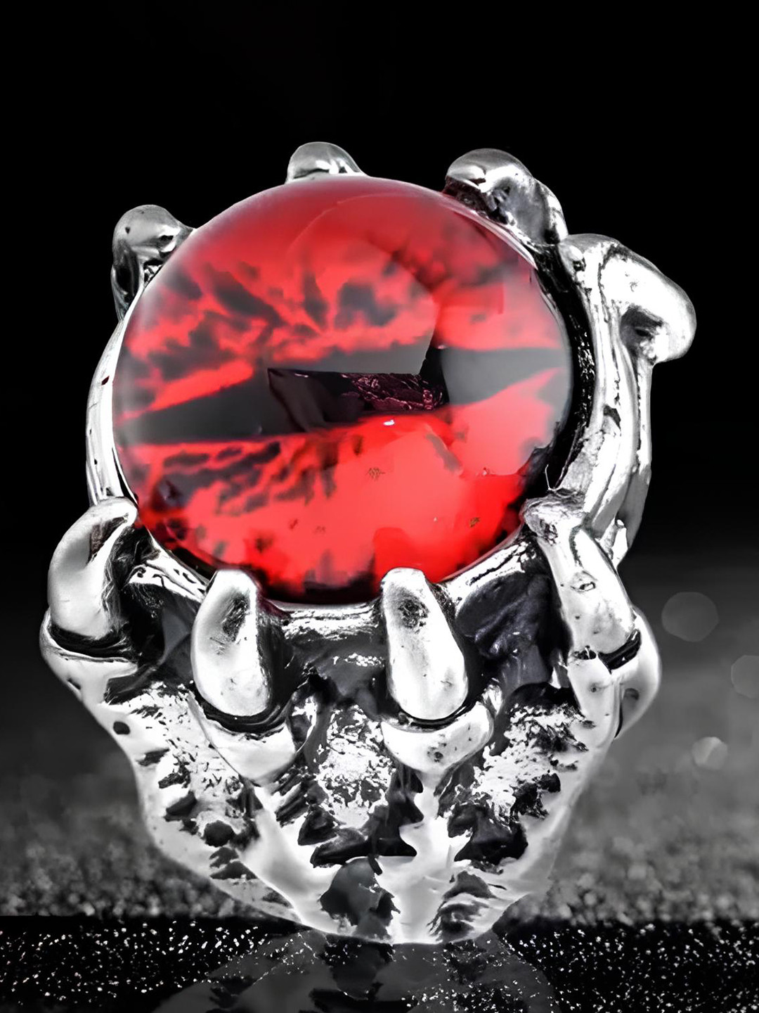 KARISHMA KREATIONS Unisex Stone-Studded Demon Evil Eye Finger Ring