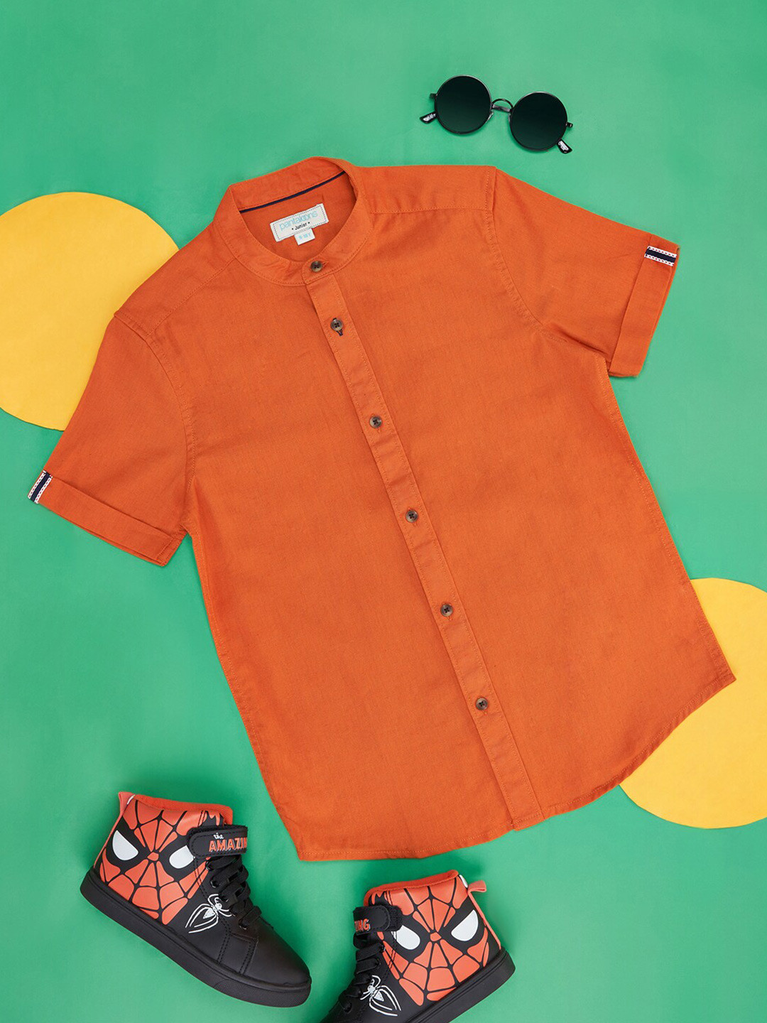 Pantaloons Junior Boys Band Collar Cotton Flex Casual Shirt