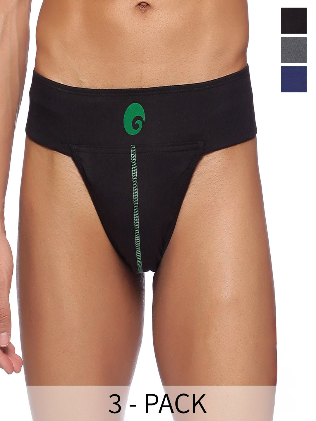 Omtex Pack Of 3 Cotton Mid-Rise Briefs Neo-BC-Supt-Blk-Nvy-Gry-XS-P3