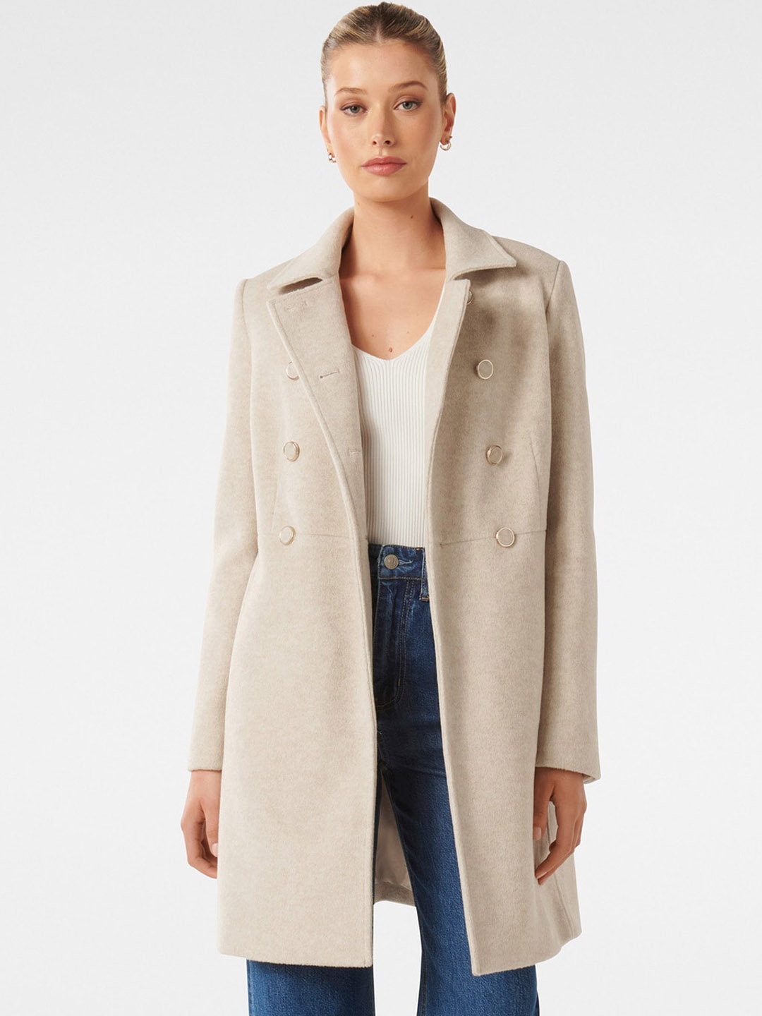 Faux fur collar discount double breasted dolly coat