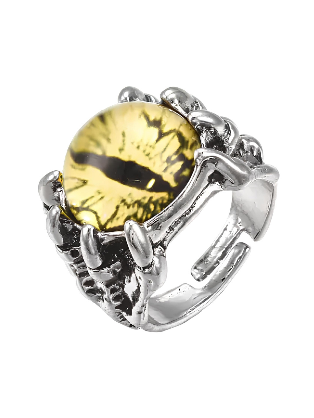 KARISHMA KREATIONS Unisex Stainless Steel Dargon Evil Eye Adjustable Finger Ring