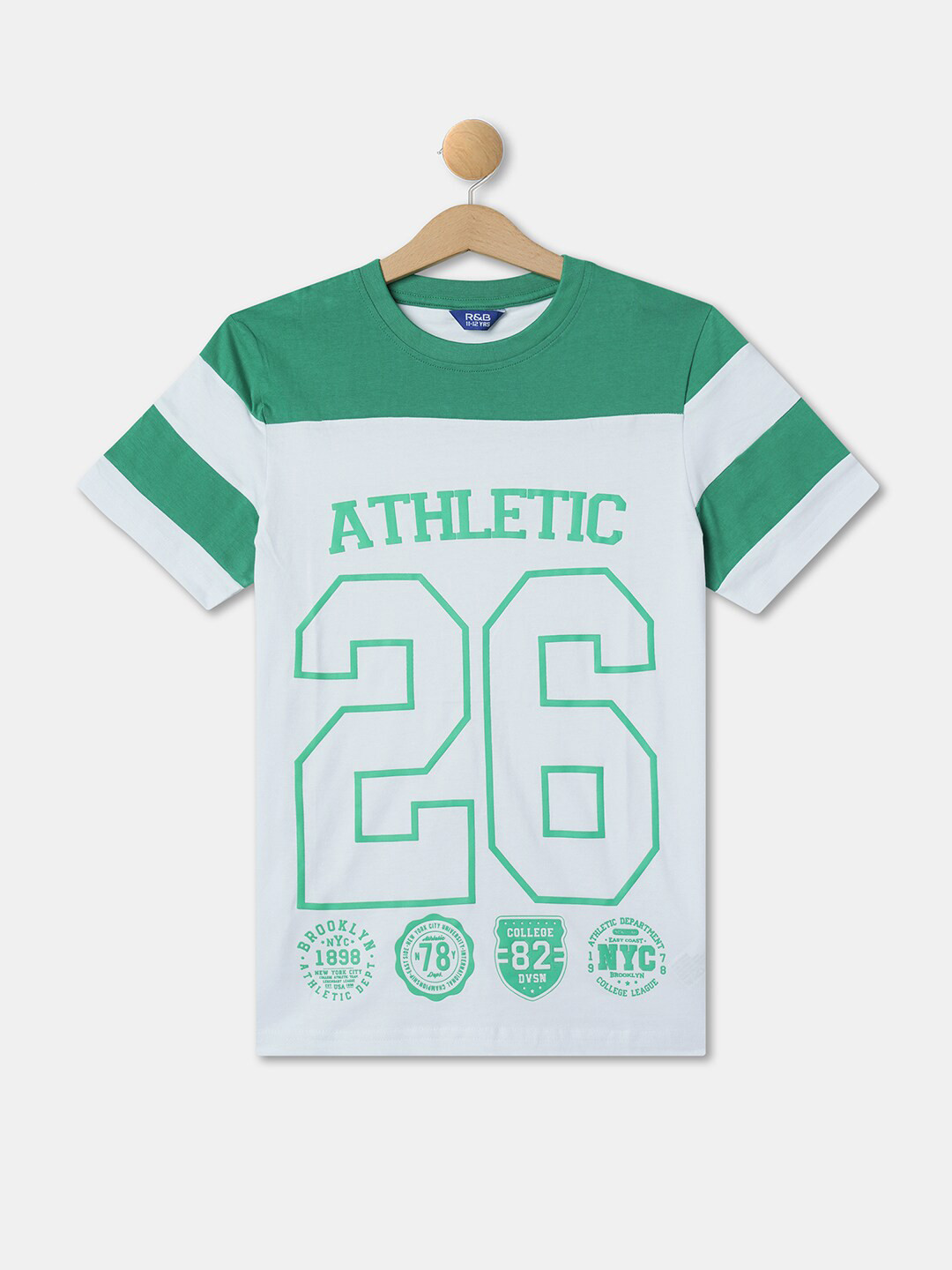 R&B Boys Varsity Printed Cotton Relaxed Fit T-shirt