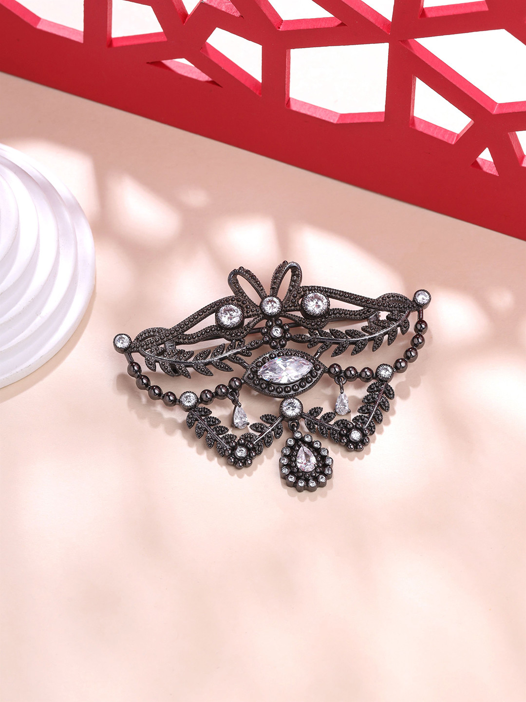 COSA NOSTRAA Men Stones Studded Fleur Muse Brooch