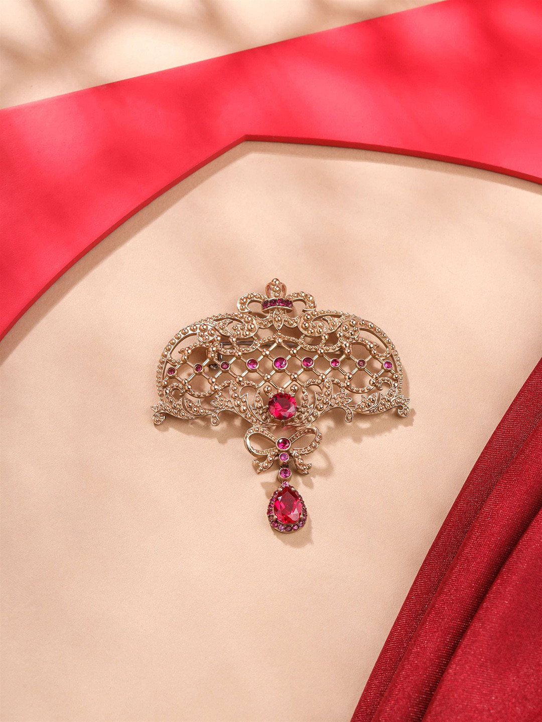 COSA NOSTRAA Men Bow & Beauty Artificial Stones and Beads Charm Brooch