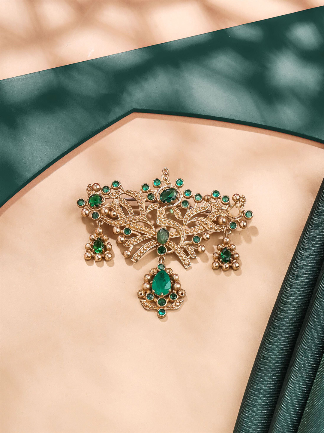 COSA NOSTRAA Antique Wonder Artificial Stones and Beads Studded Brooch