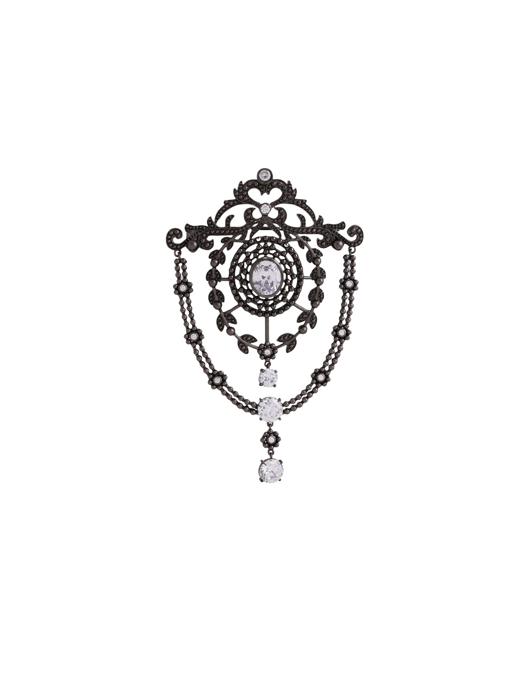 COSA NOSTRAA Men Studded Shield Stone Studded Charm Brooch
