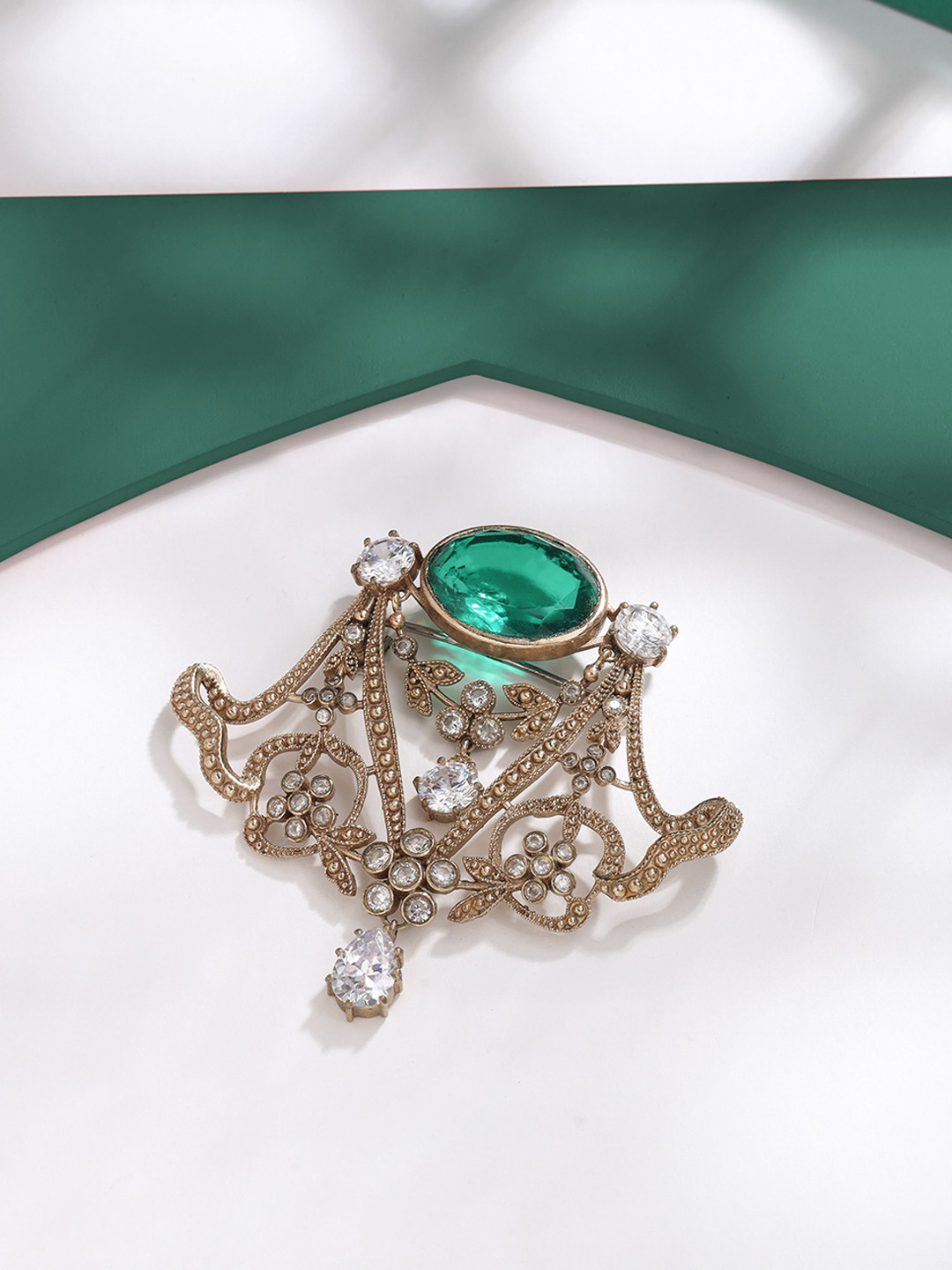 COSA NOSTRAA Stone-Studded Royal Lamp Stud Brooch