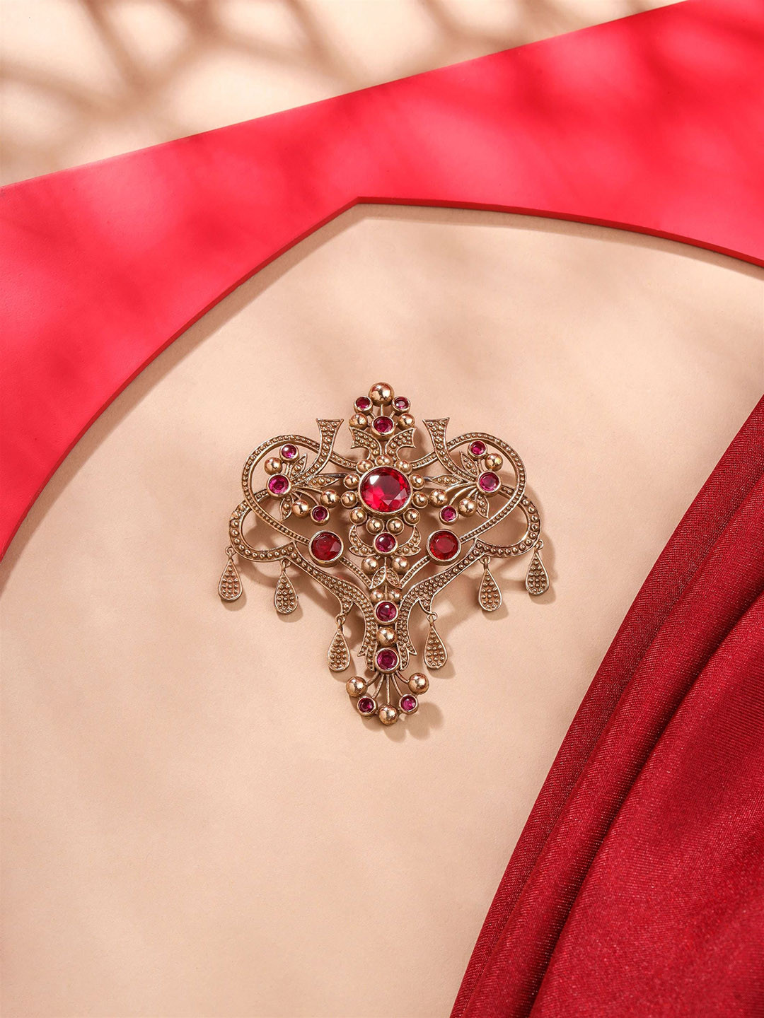 COSA NOSTRAA Men Statement Artificial Stones and Beads Studded Grace of Garden Brooch