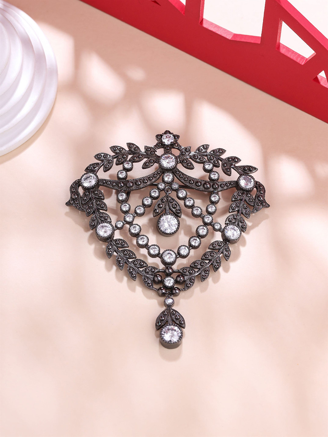 COSA NOSTRAA Men Statement Artificial Stones and Beads Studded Elite Enigma Brooch