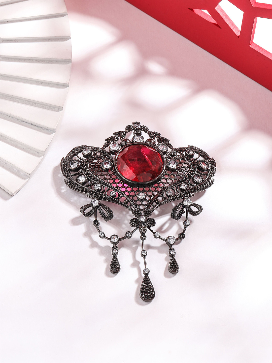 COSA NOSTRAA Men Artificial Stones and Beads Marvel Brooch