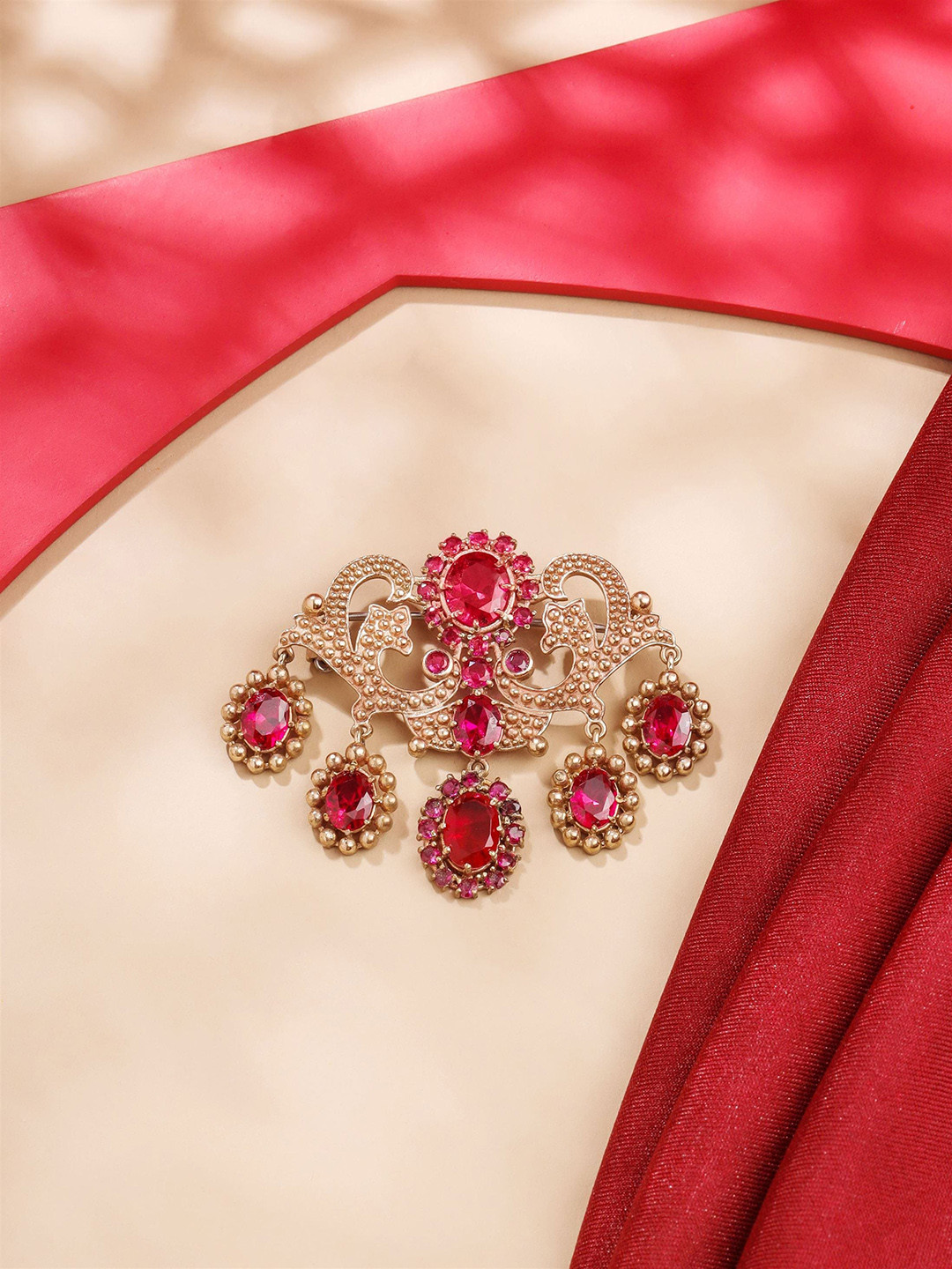 COSA NOSTRAA Men Stone-Studded Magnificent Ethnic Brooch