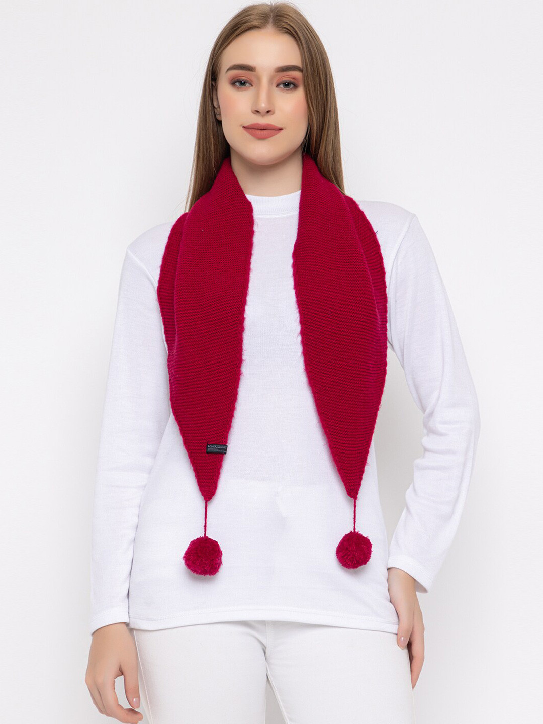 513 Self Design Triangular Tie Up Acrylic Scarf