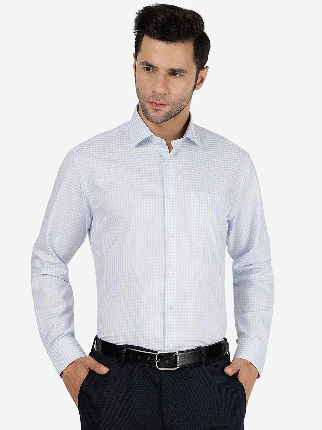 JADE BLUE Checked Classic Cotton Formal Shirt