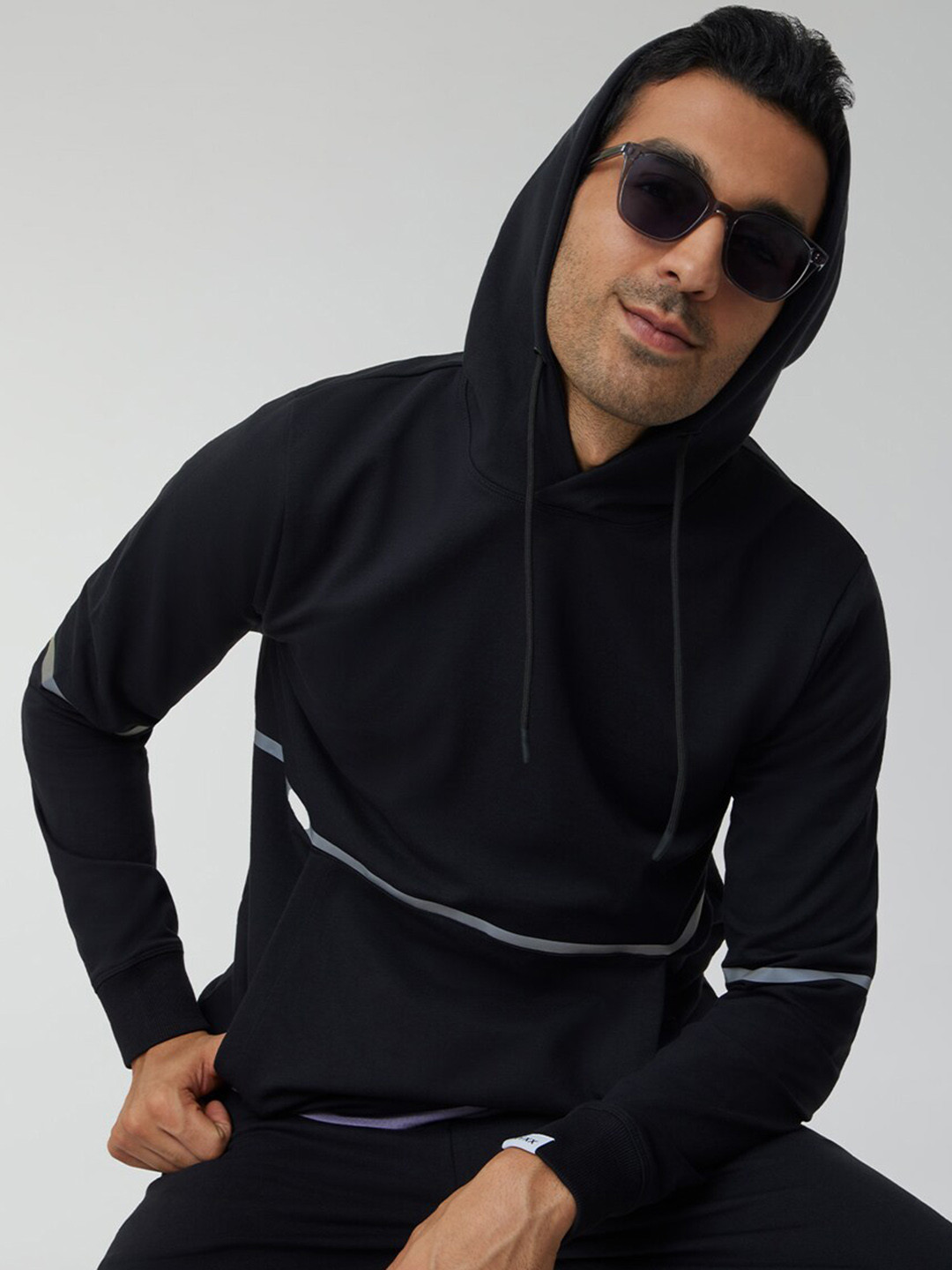 XYXX Men Regular Fit Solid Pitch Black Hoodie