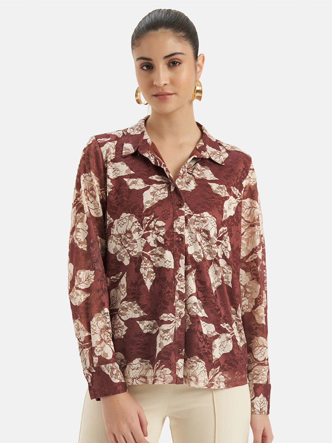 Kazo Classic Floral Opaque Printed Party Shirt
