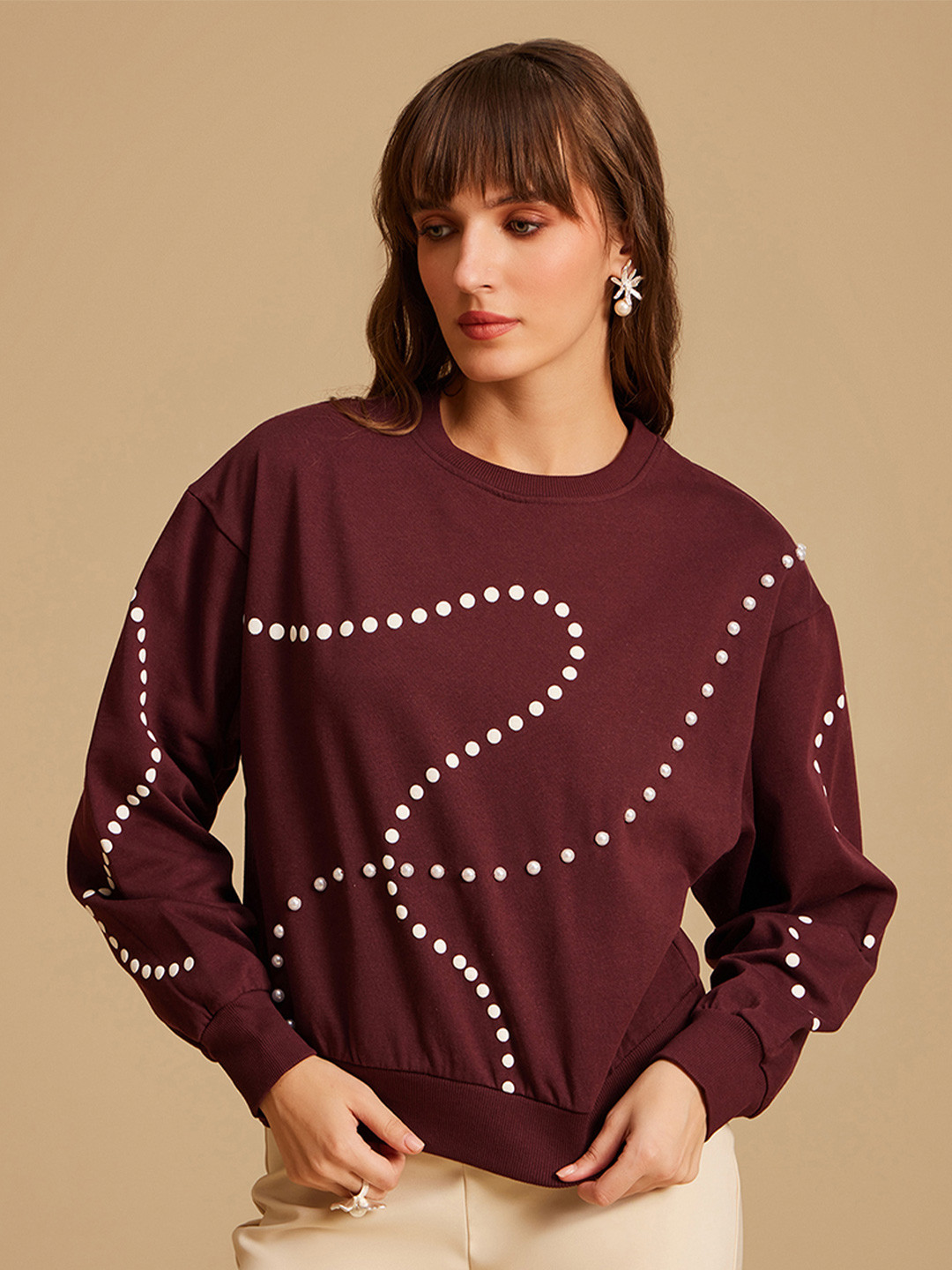 Kazo Conversational Printed Cotton Pullover Sweatshirt